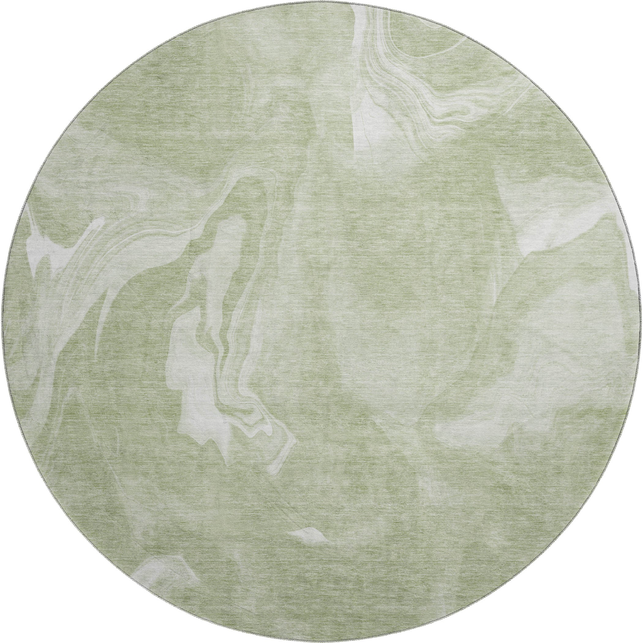 Kyoto Machine Washable Transitional Aloe Green Rug 8' x 8' #shape_Round