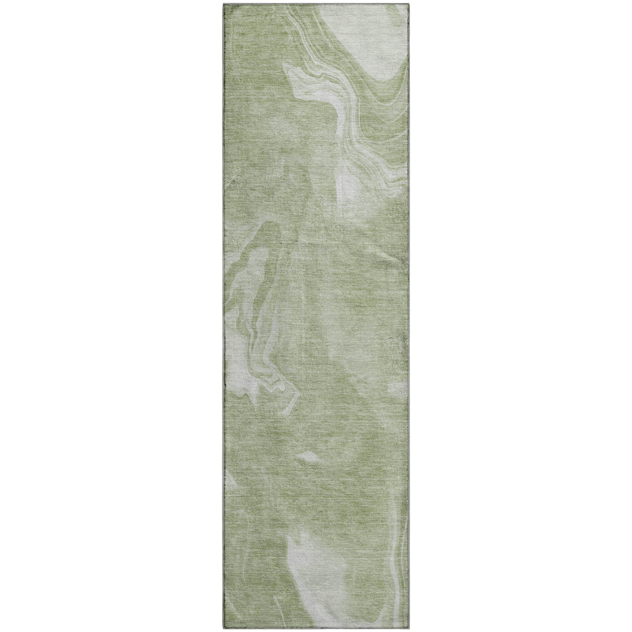 Kyoto Machine Washable Transitional Aloe Green Rug 2'3" x 7'6" #shape_Runner
