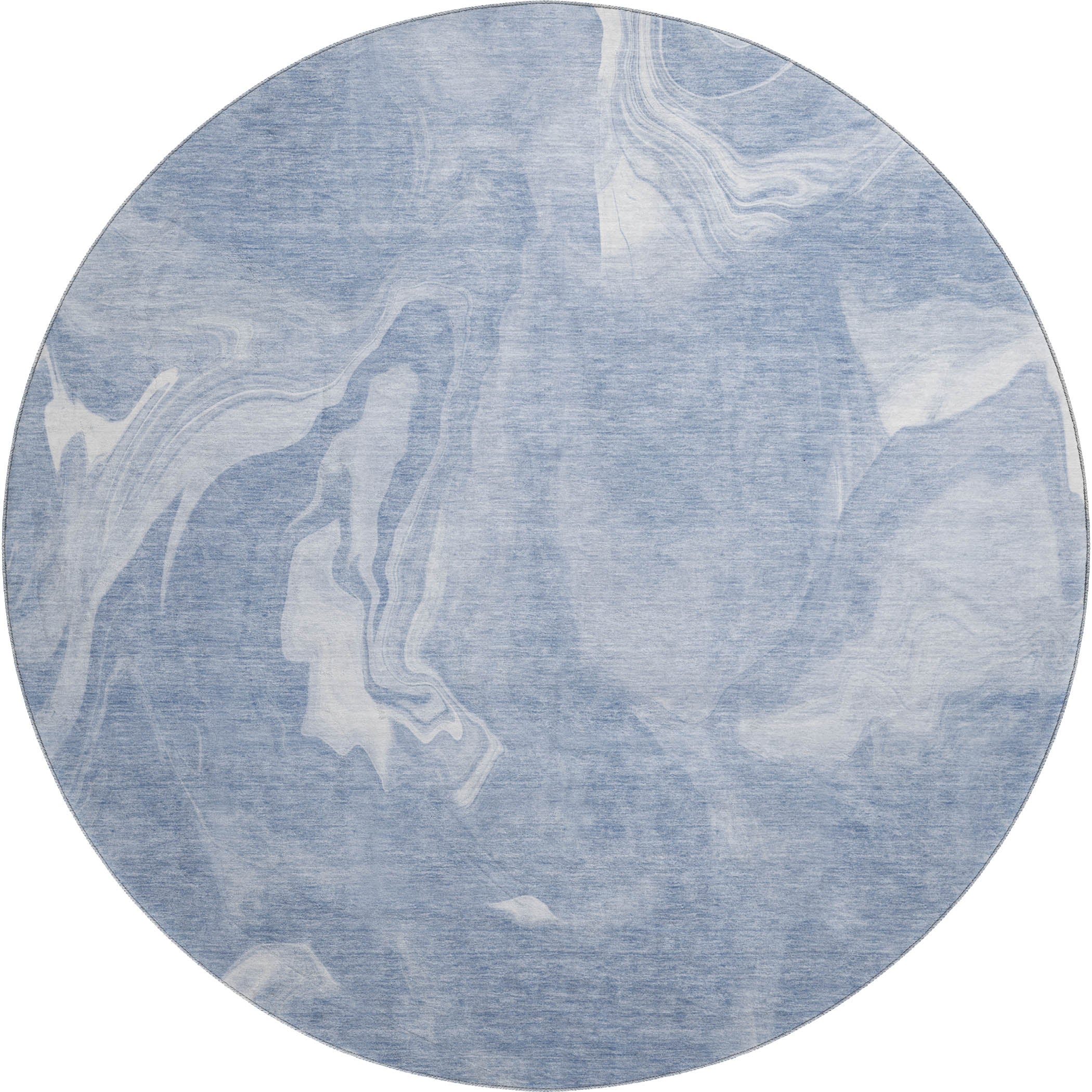Kyoto Machine Washable Transitional Blue Rug 8' x 8' #shape_Round