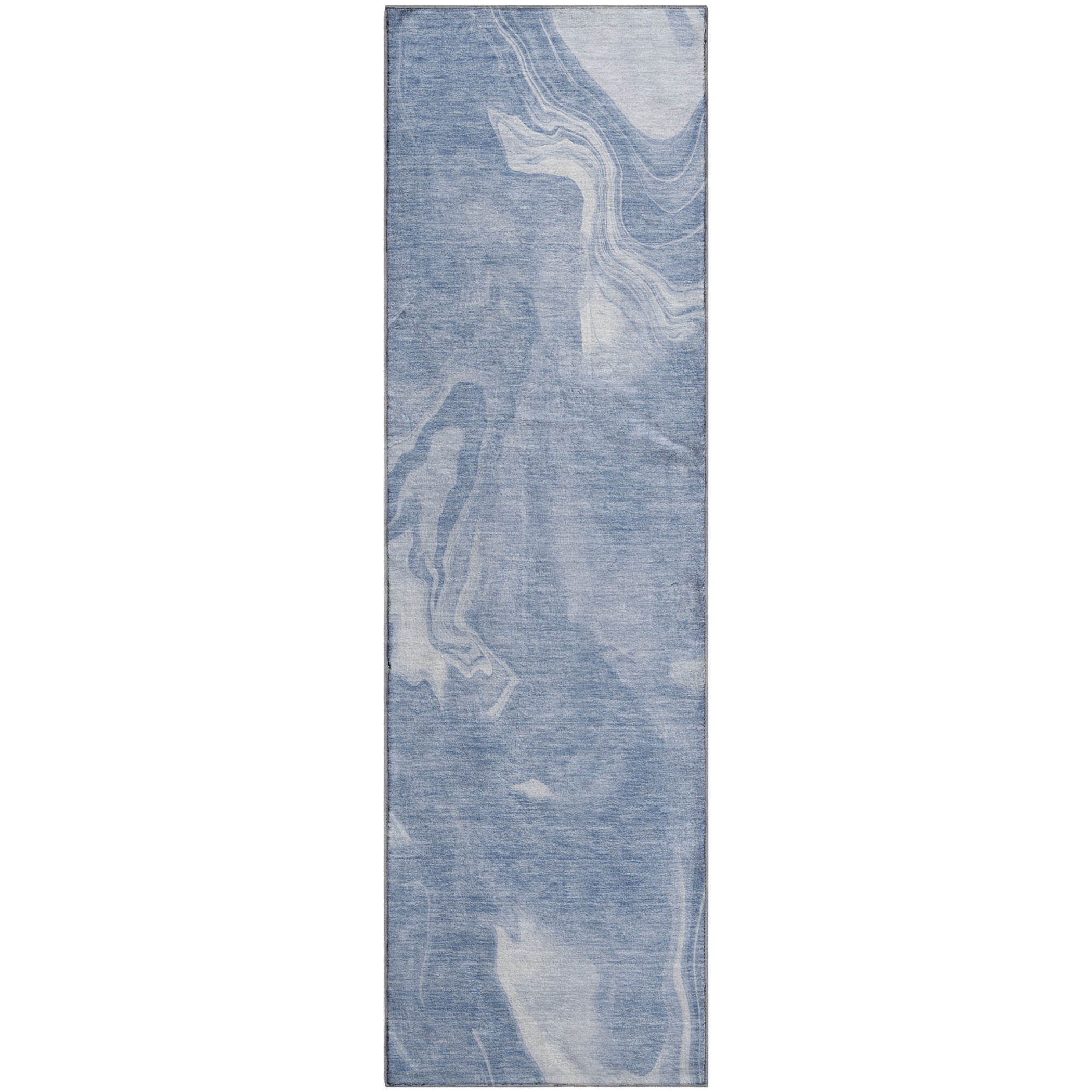 Kyoto Machine Washable Transitional Blue Rug 2'3" x 7'6" #shape_Runner