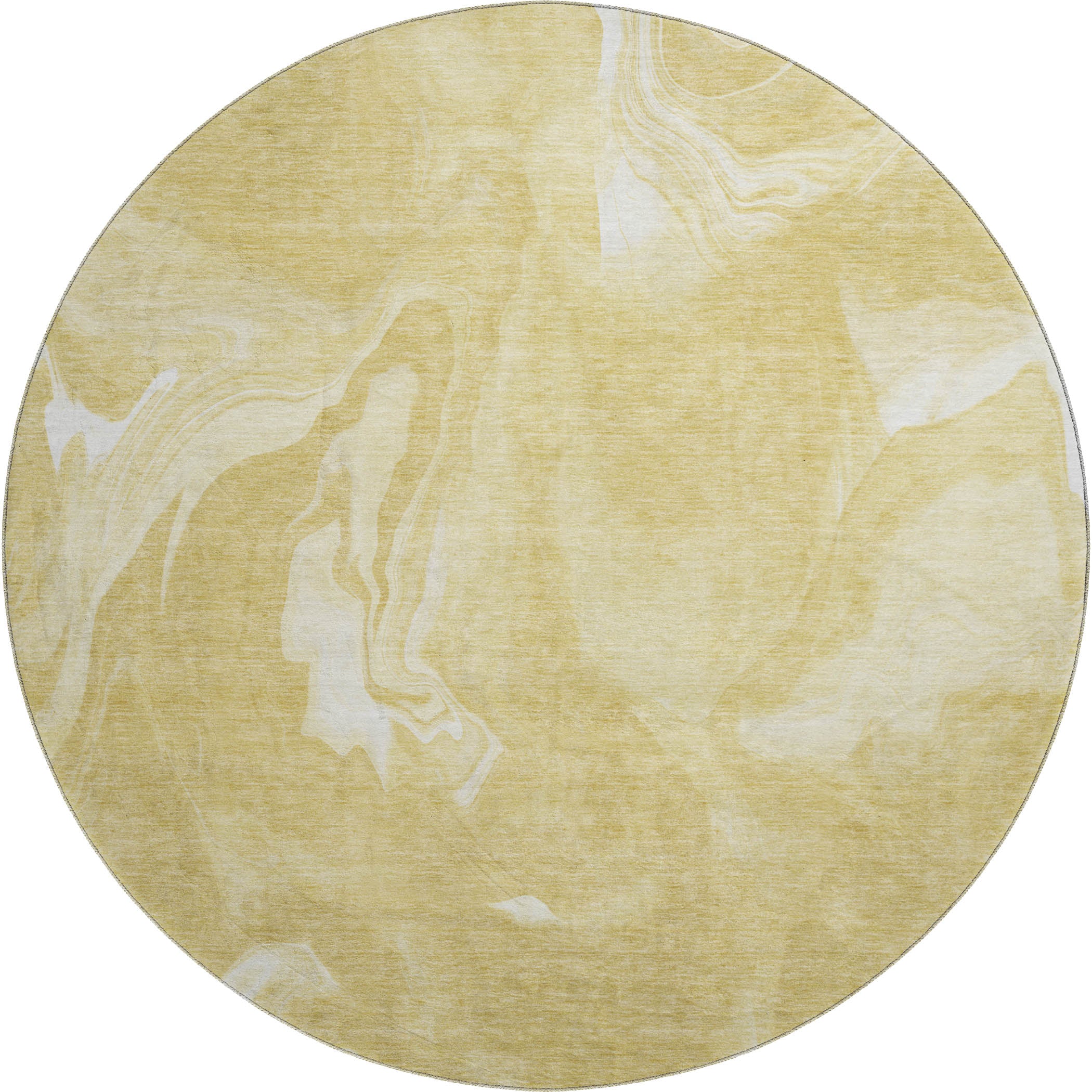 Kyoto Machine Washable Transitional Gold Rug 8' x 8' #shape_Round