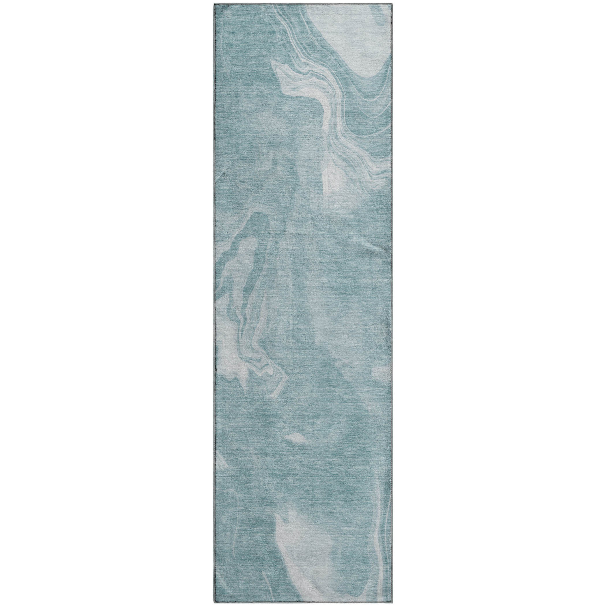 Kyoto Machine Washable Transitional Teal Rug 2'3" x 7'6" #shape_Runner