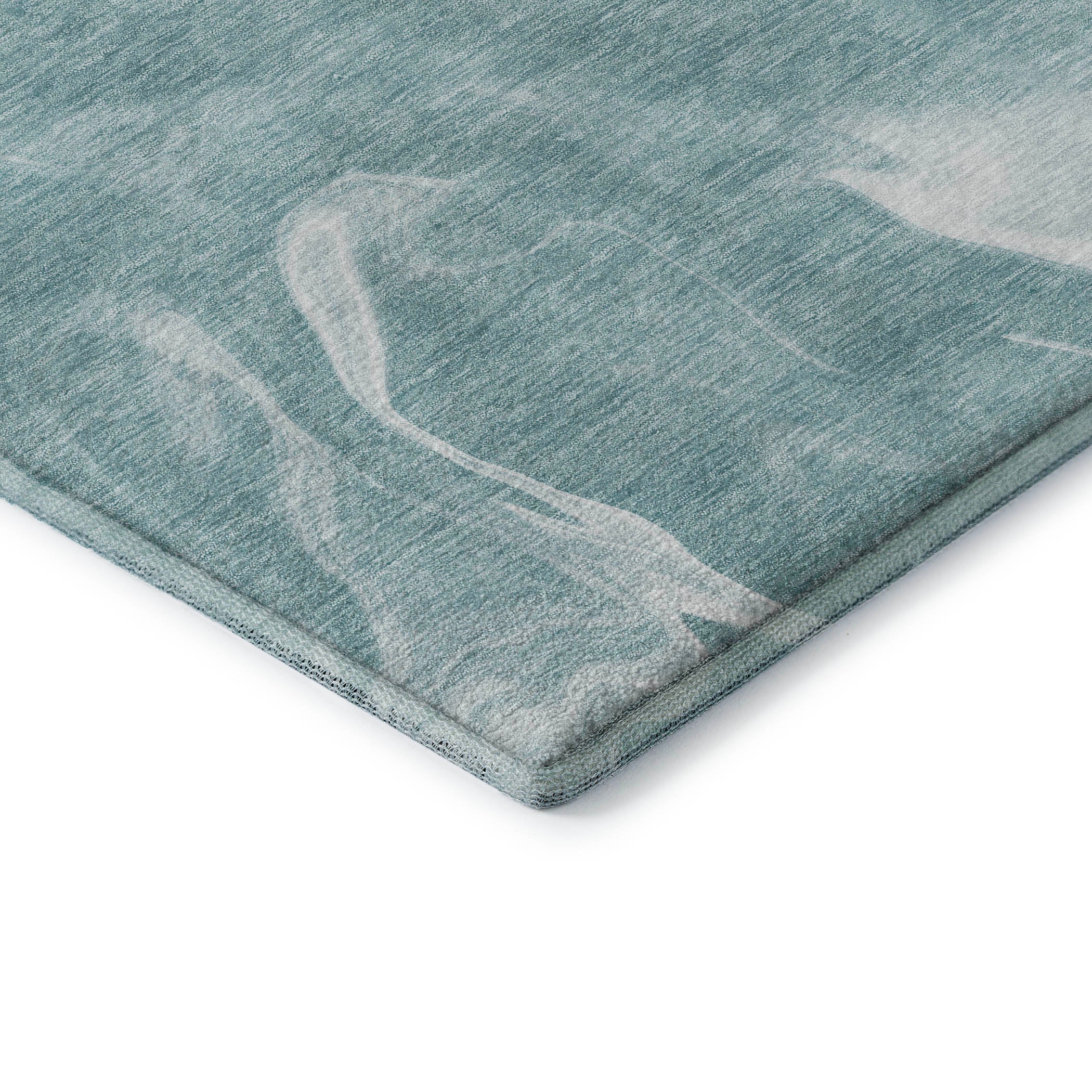Kyoto Machine Washable Transitional Teal Rug 1'8" x 2'6" #shape_Rectangle