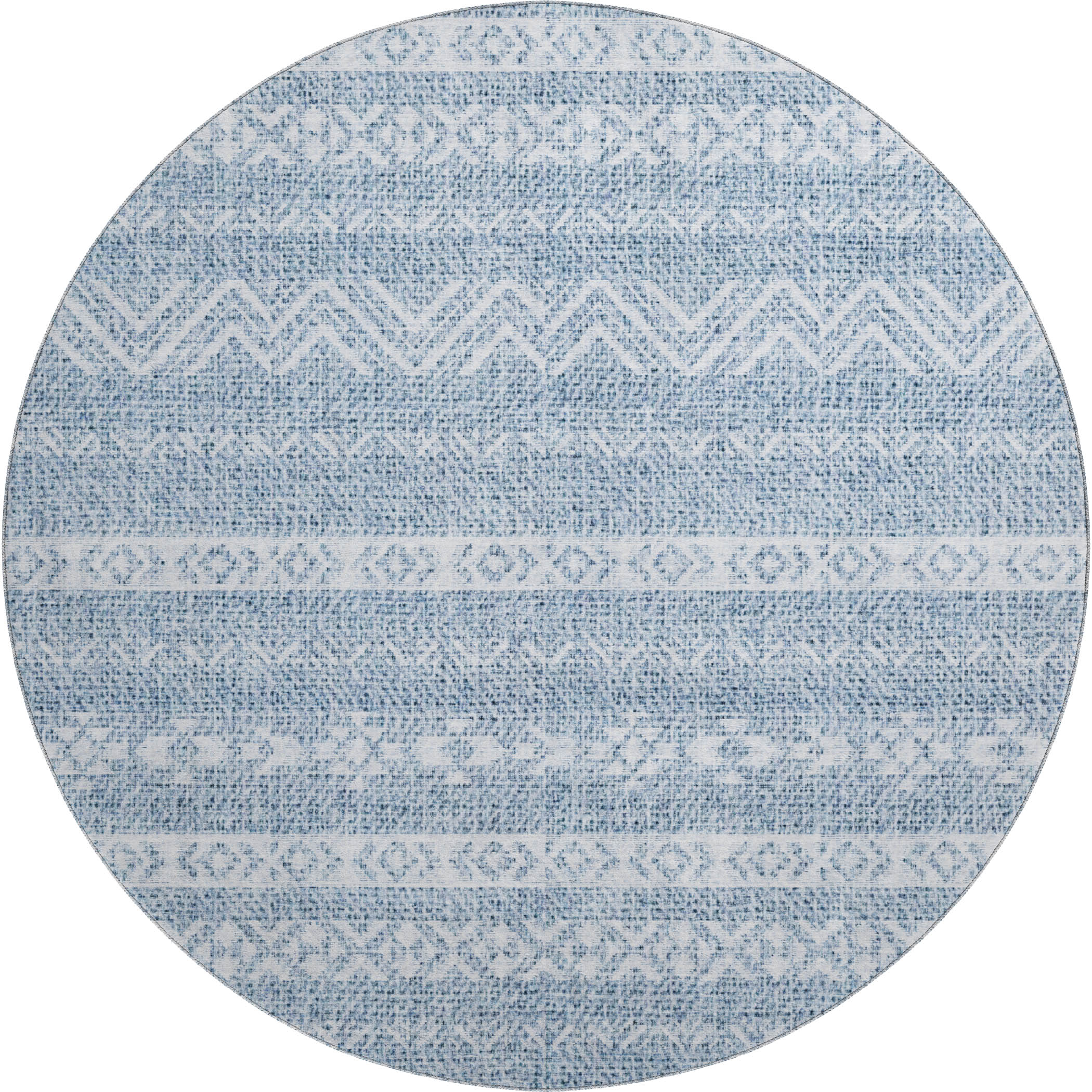 Sarajevo Machine Washable Transitional Blue Rug 8' x 8' #shape_Round