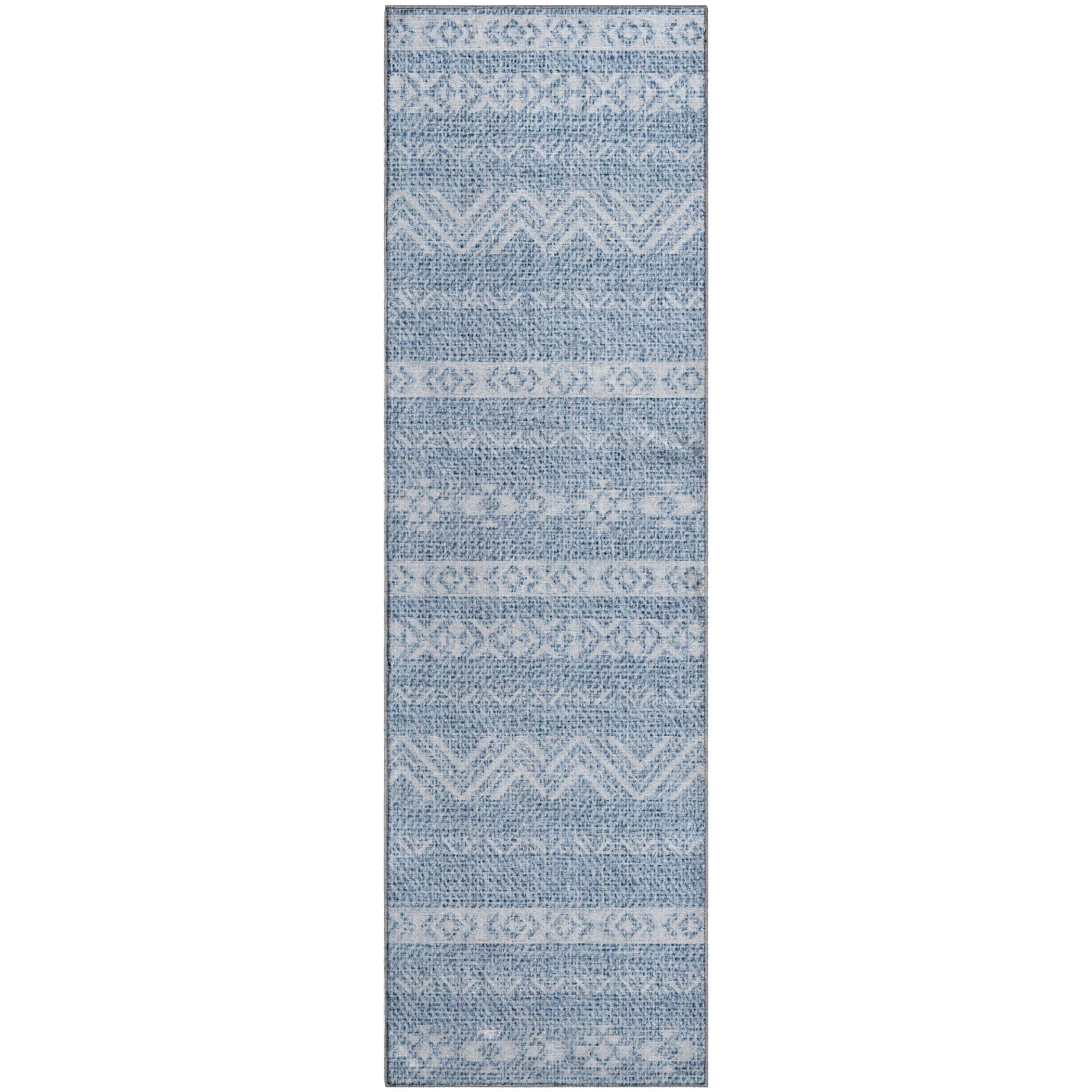 Sarajevo Machine Washable Transitional Blue Rug 2'3" x 7'6" #shape_Runner