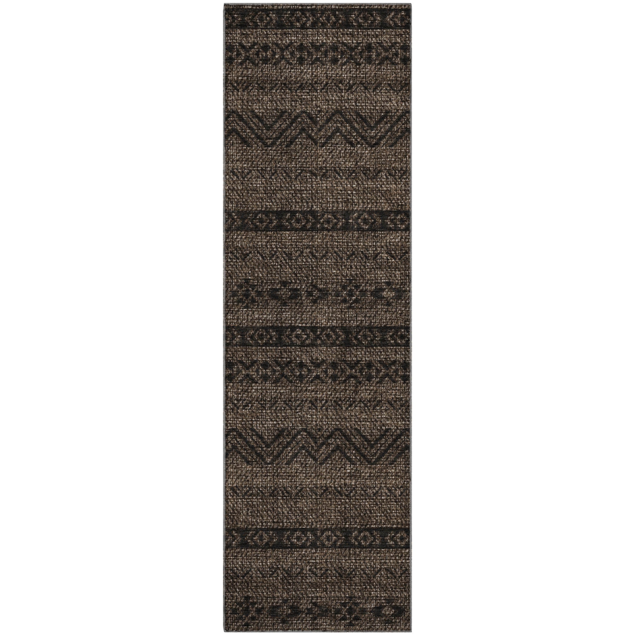 Sarajevo Machine Washable Transitional Chocolate Brown Rug 2'3" x 7'6" #shape_Runner