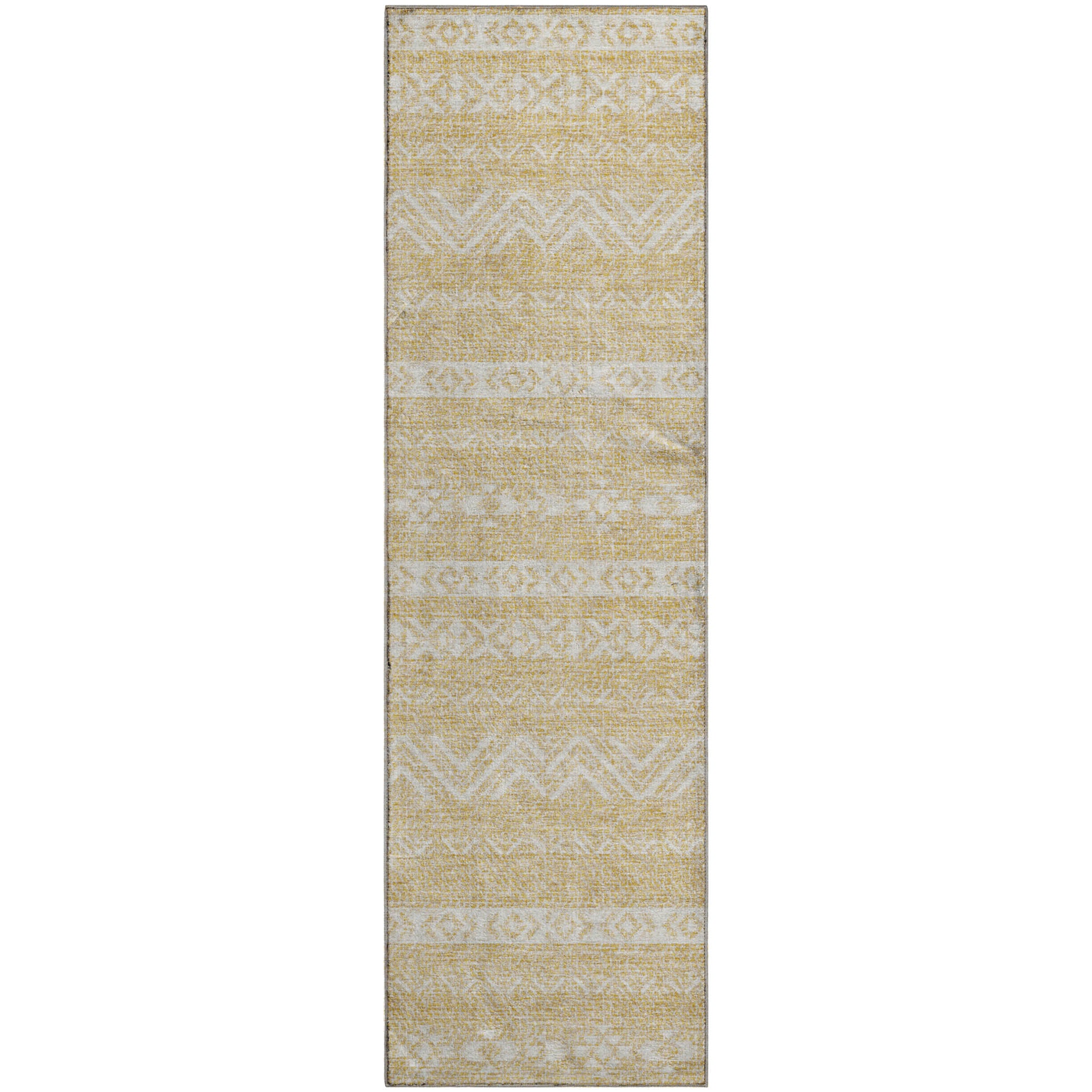 Sarajevo Machine Washable Transitional Gold Rug 2'3" x 7'6" #shape_Runner