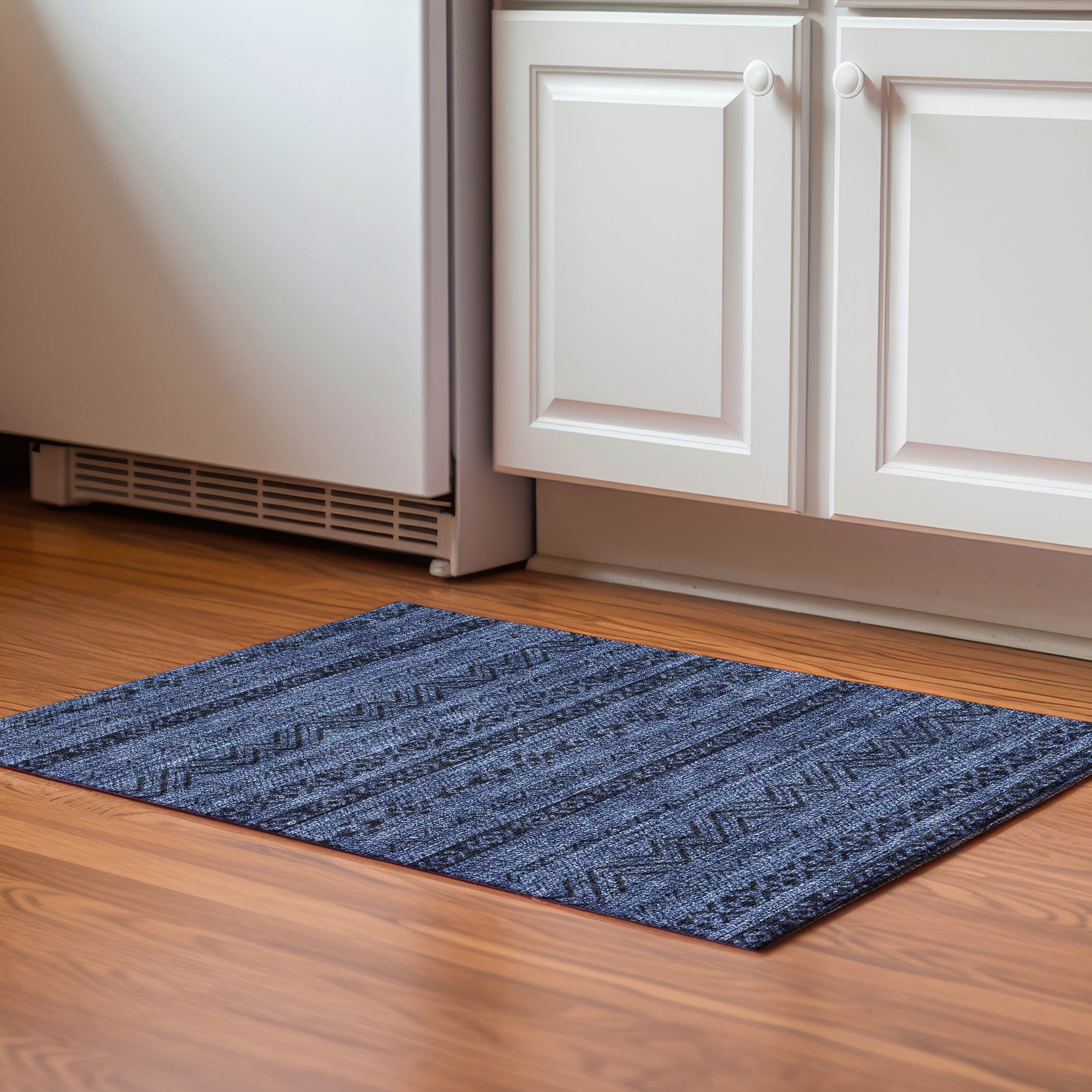 Sarajevo Machine Washable Transitional Navy Blue Rug 1'8" x 2'6" #shape_Rectangle