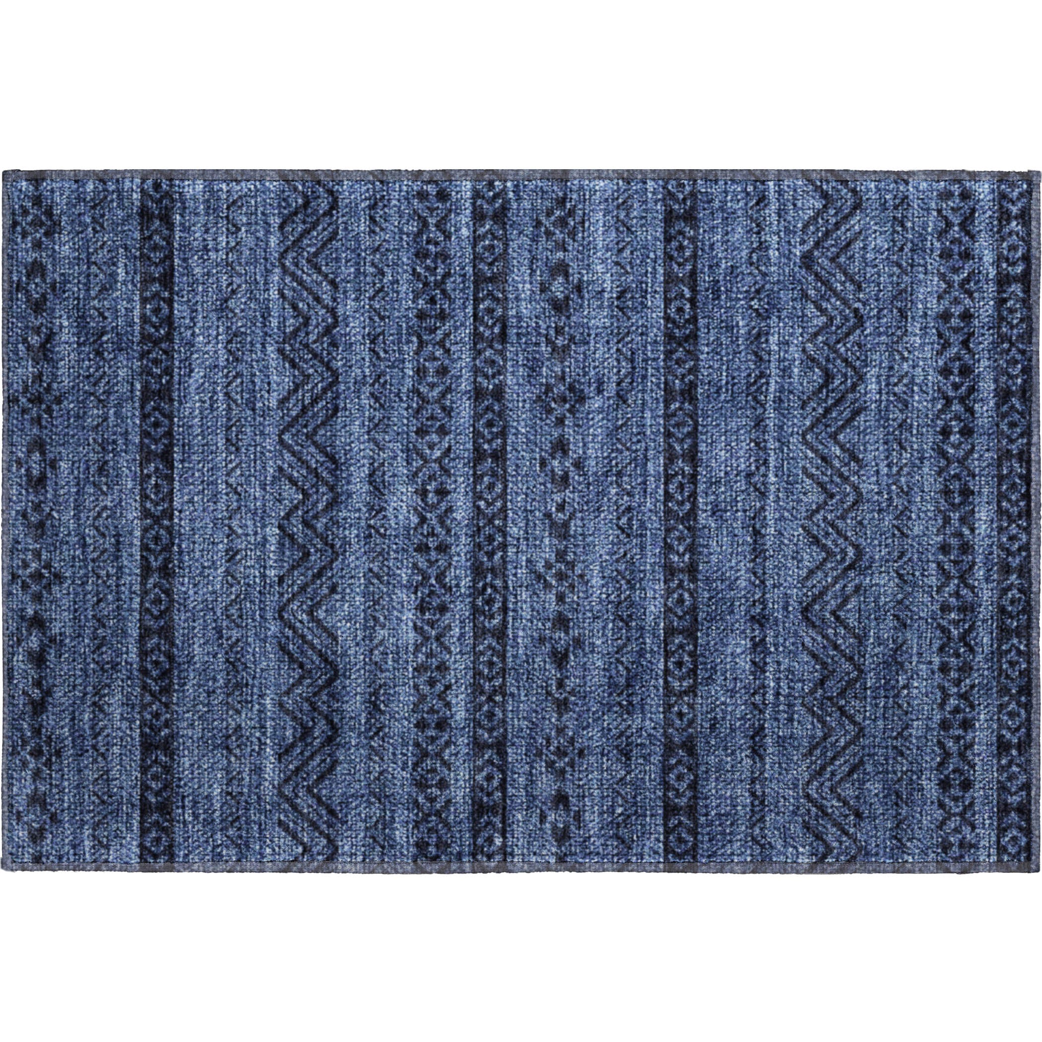Sarajevo Machine Washable Transitional Navy Blue Rug 1'8" x 2'6" #shape_Rectangle