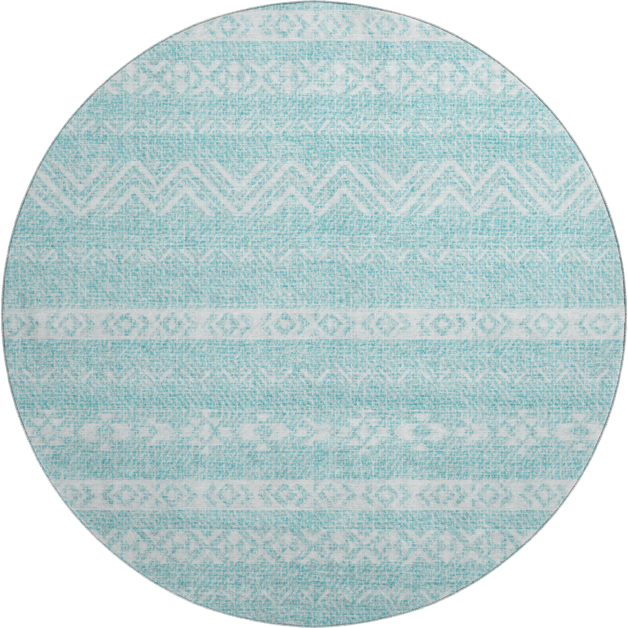 Sarajevo Machine Washable Transitional Teal Rug 8' x 8' #shape_Round