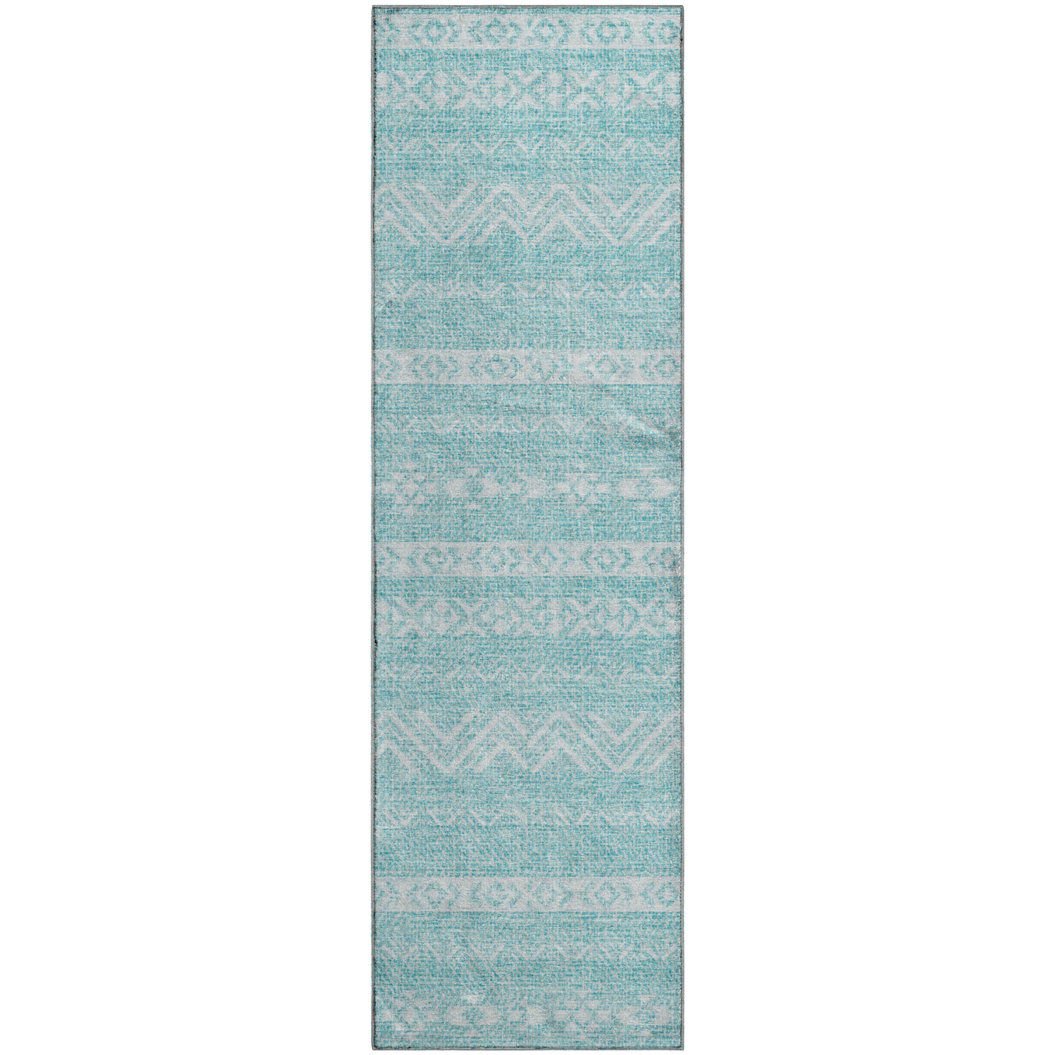 Sarajevo Machine Washable Transitional Teal Rug 2'3" x 7'6" #shape_Runner