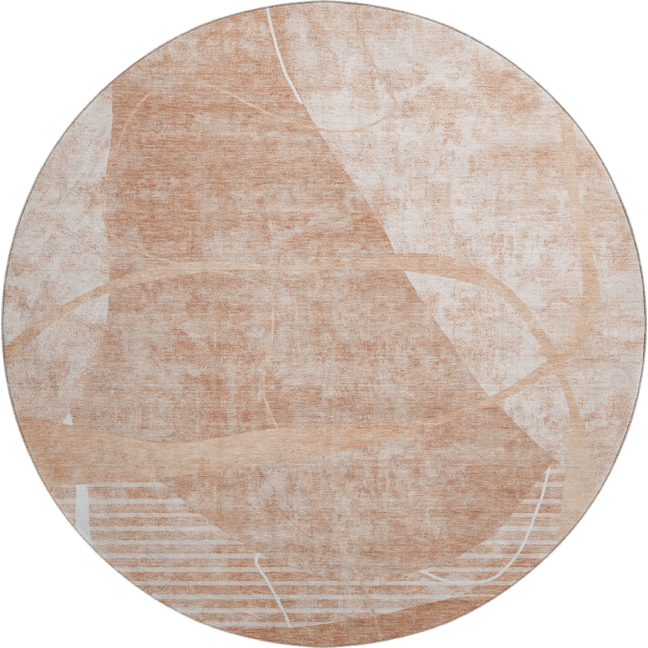 Reykjavik Machine Washable Transitional Salmon Orange Rug 8' x 8' #shape_Round