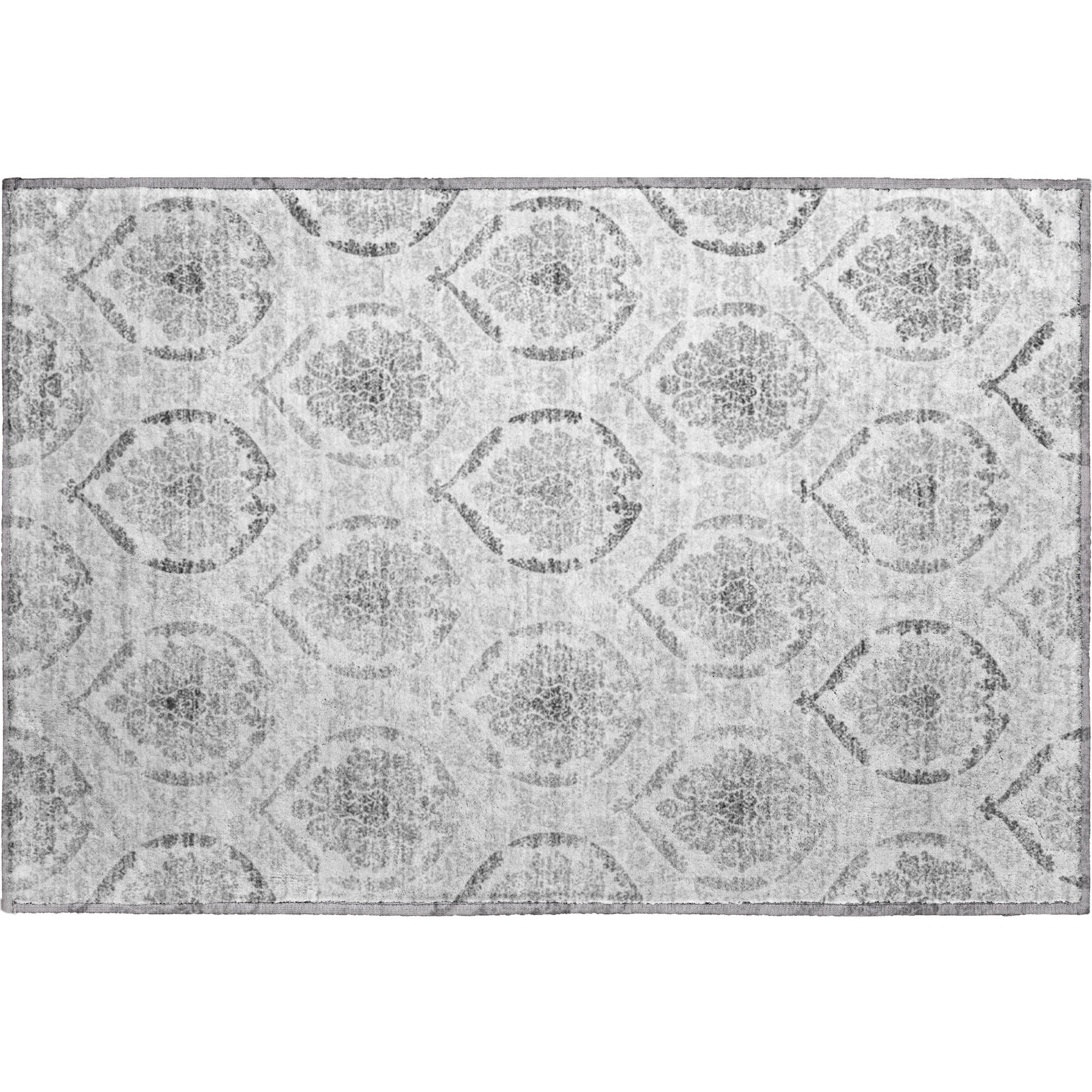 Lisbon Machine Washable Transitional Silver Gray Rug 1'8" x 2'6" #shape_Rectangle
