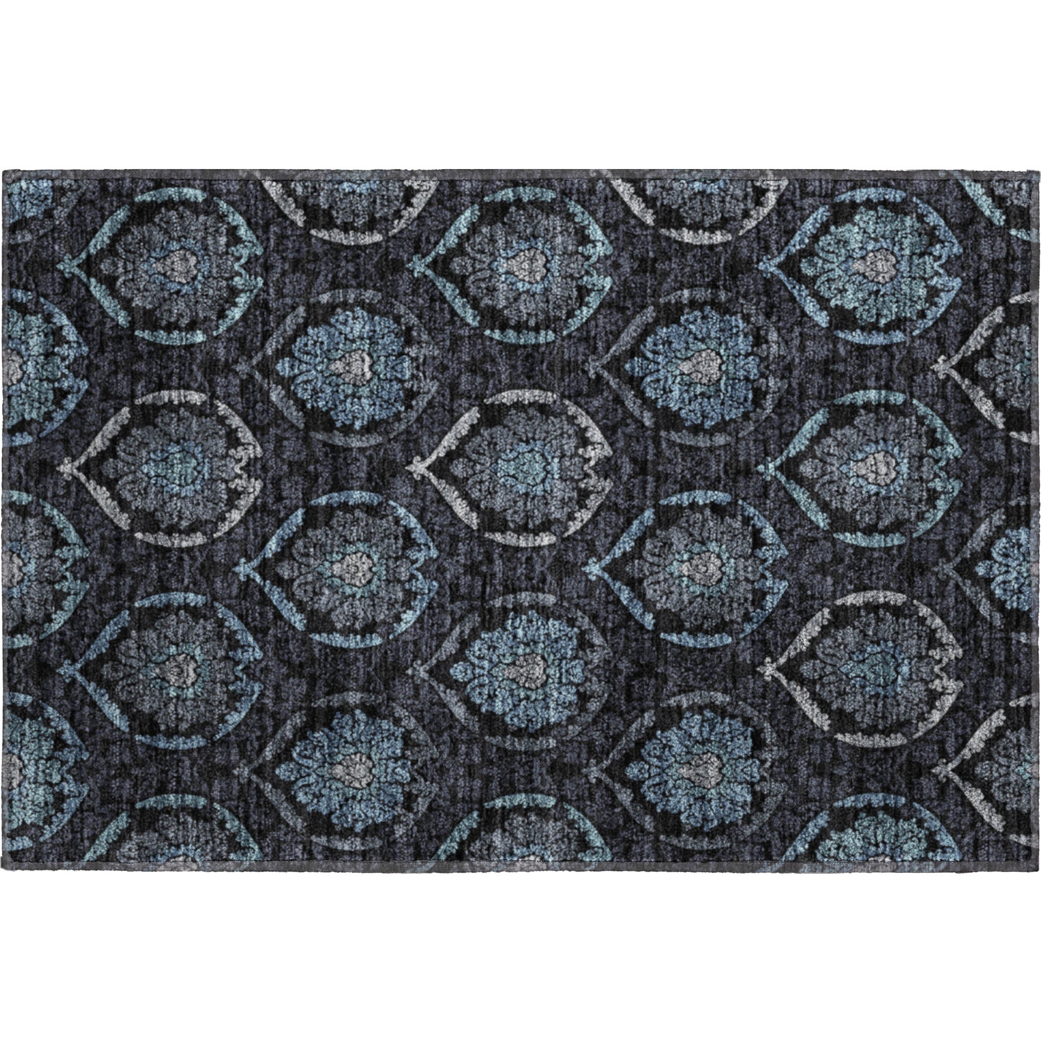Salzburg Machine Washable Transitional Blue Rug 1'8" x 2'6" #shape_Rectangle