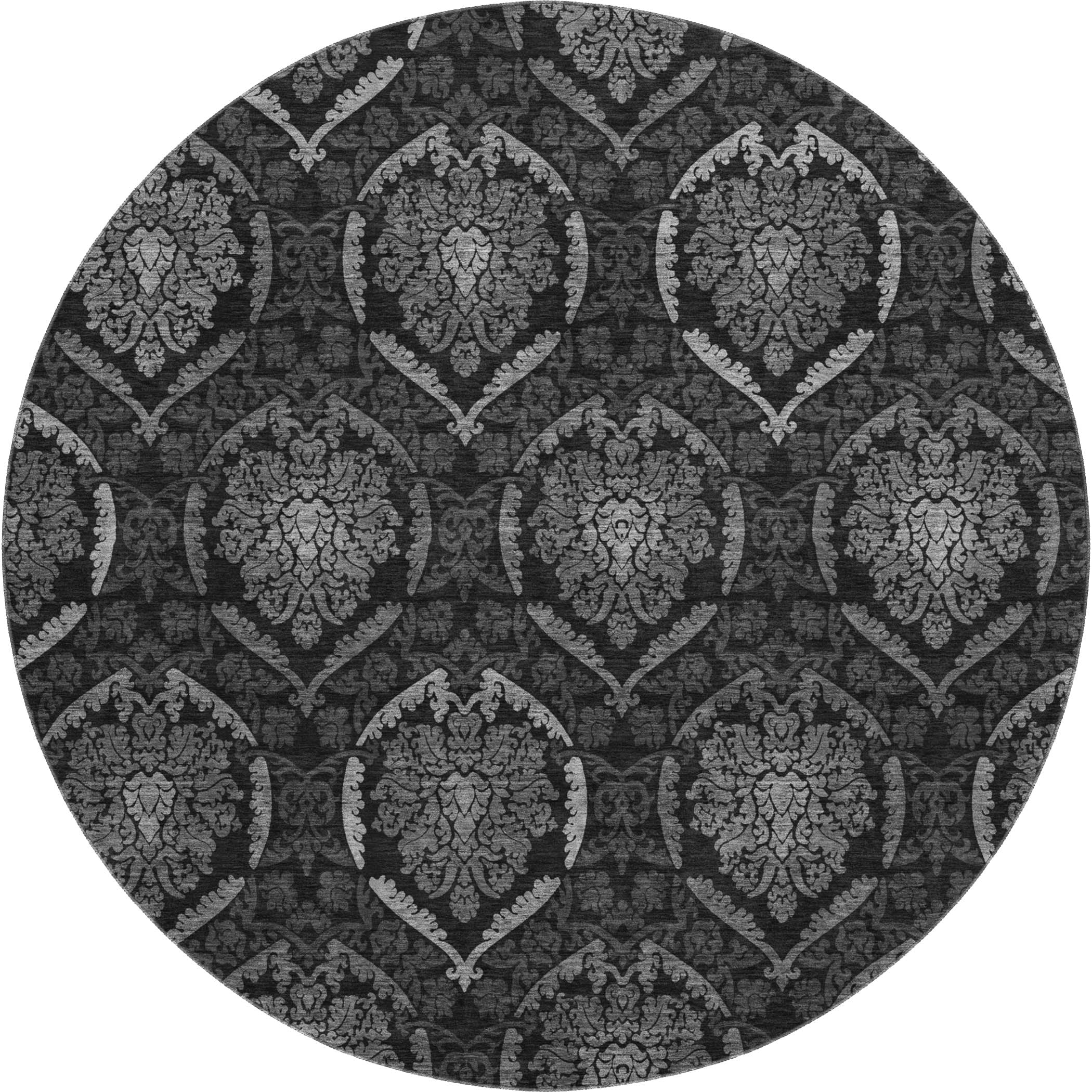 Salzburg Machine Washable Transitional Gray Rug 8' x 8' #shape_Round