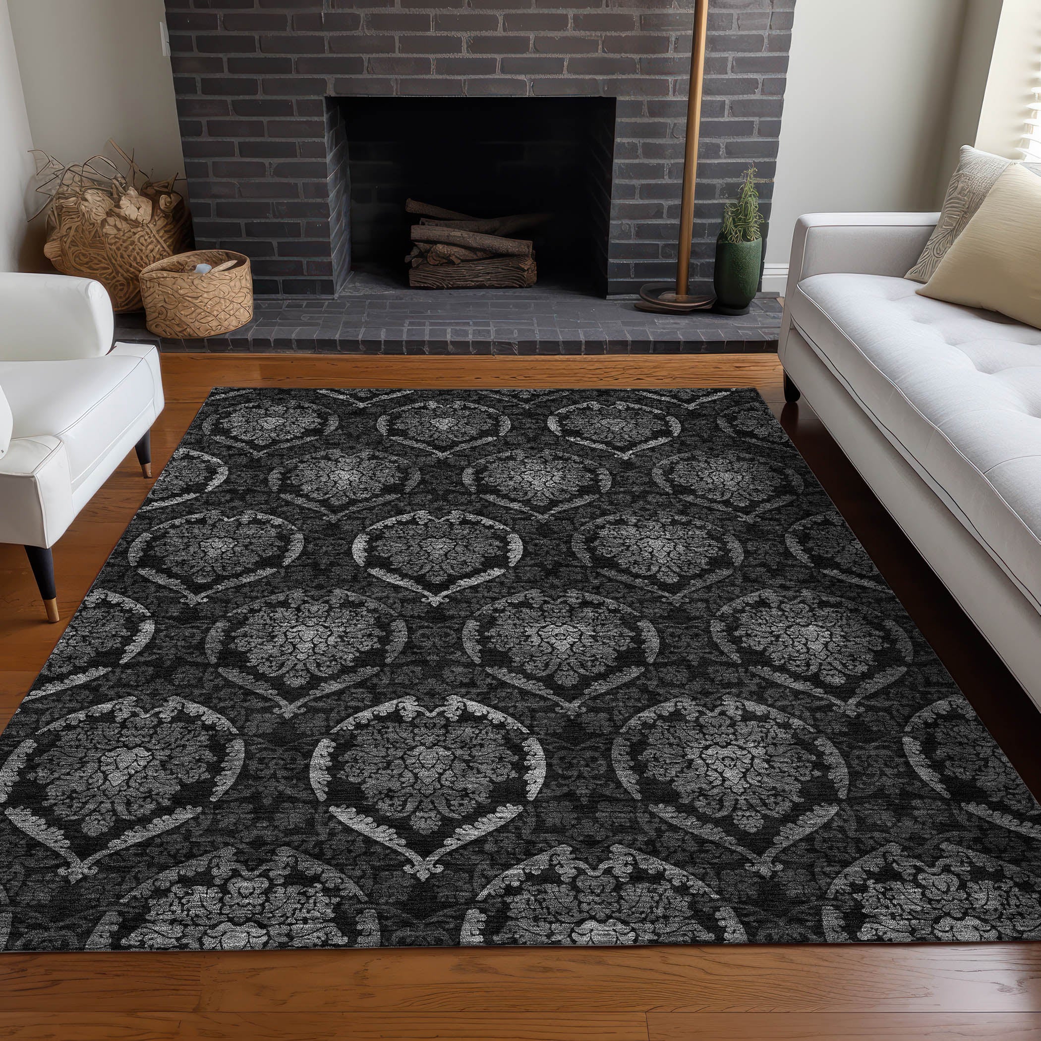 Salzburg Machine Washable Transitional Gray Rug 2'6" x 3'10" #shape_Rectangle