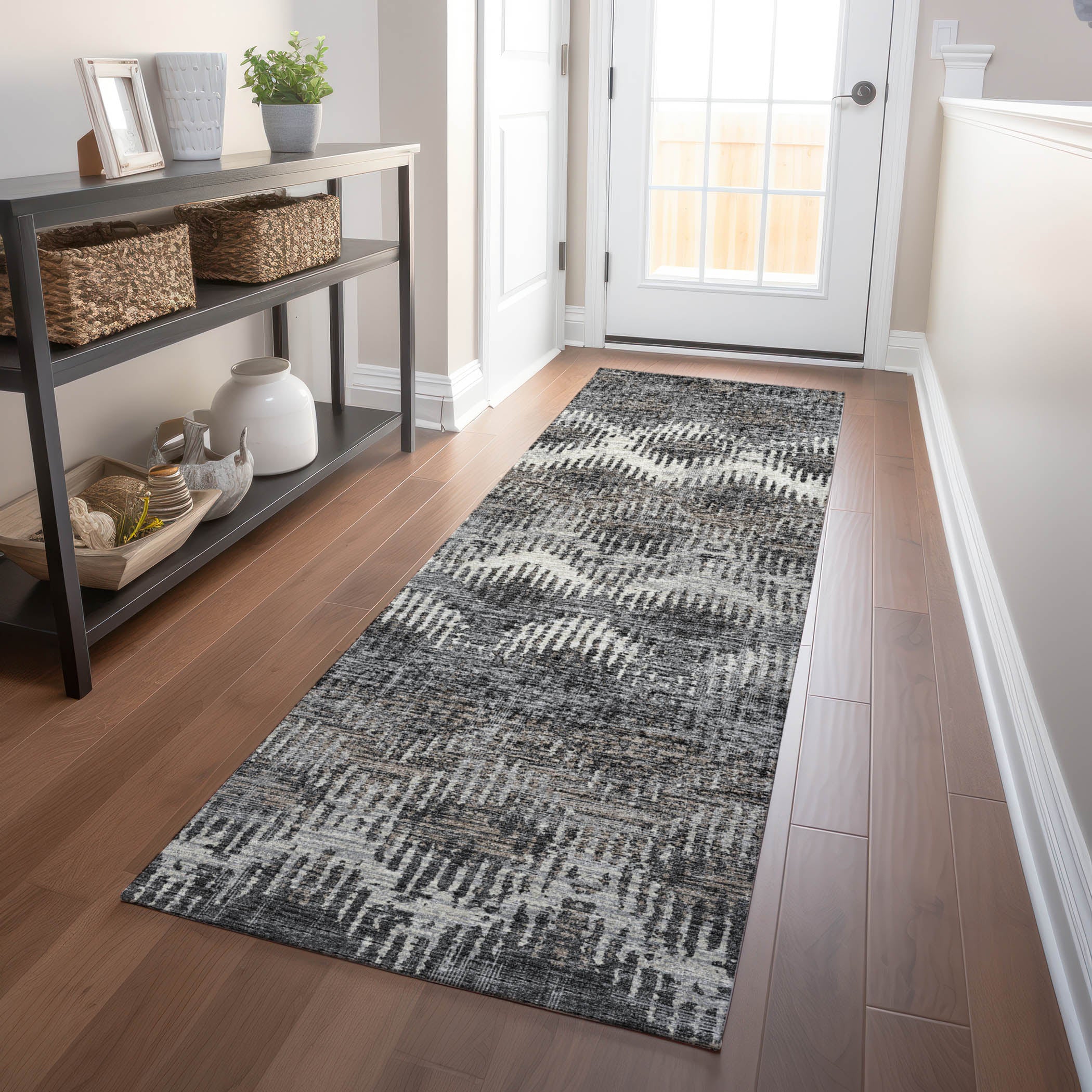 Bruges Machine Washable Transitional Shadow Gray Rug 2'3" x 7'6" #shape_Runner