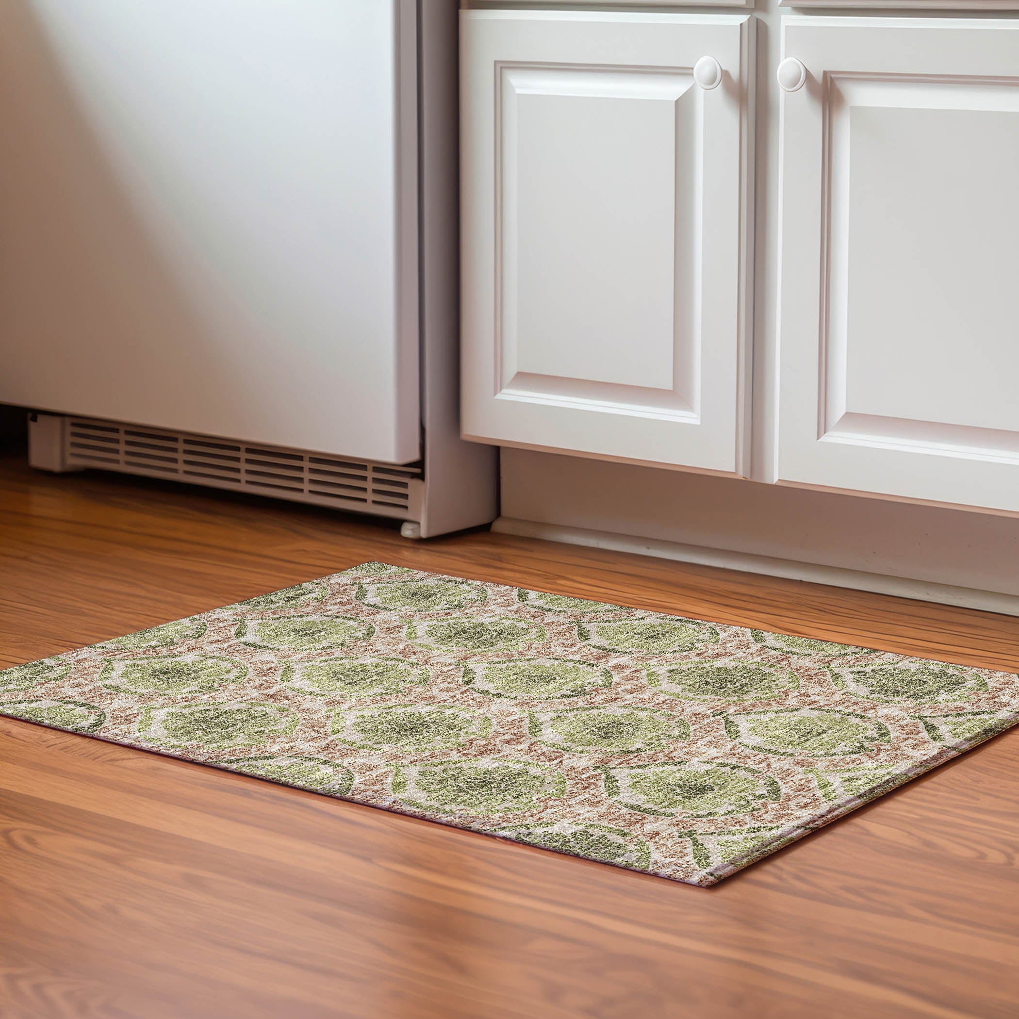 Tallinn Machine Washable Transitional Olive Green Rug 1'8" x 2'6" #shape_Rectangle