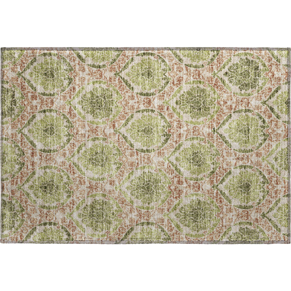 Tallinn Machine Washable Transitional Olive Green Rug 1'8" x 2'6"