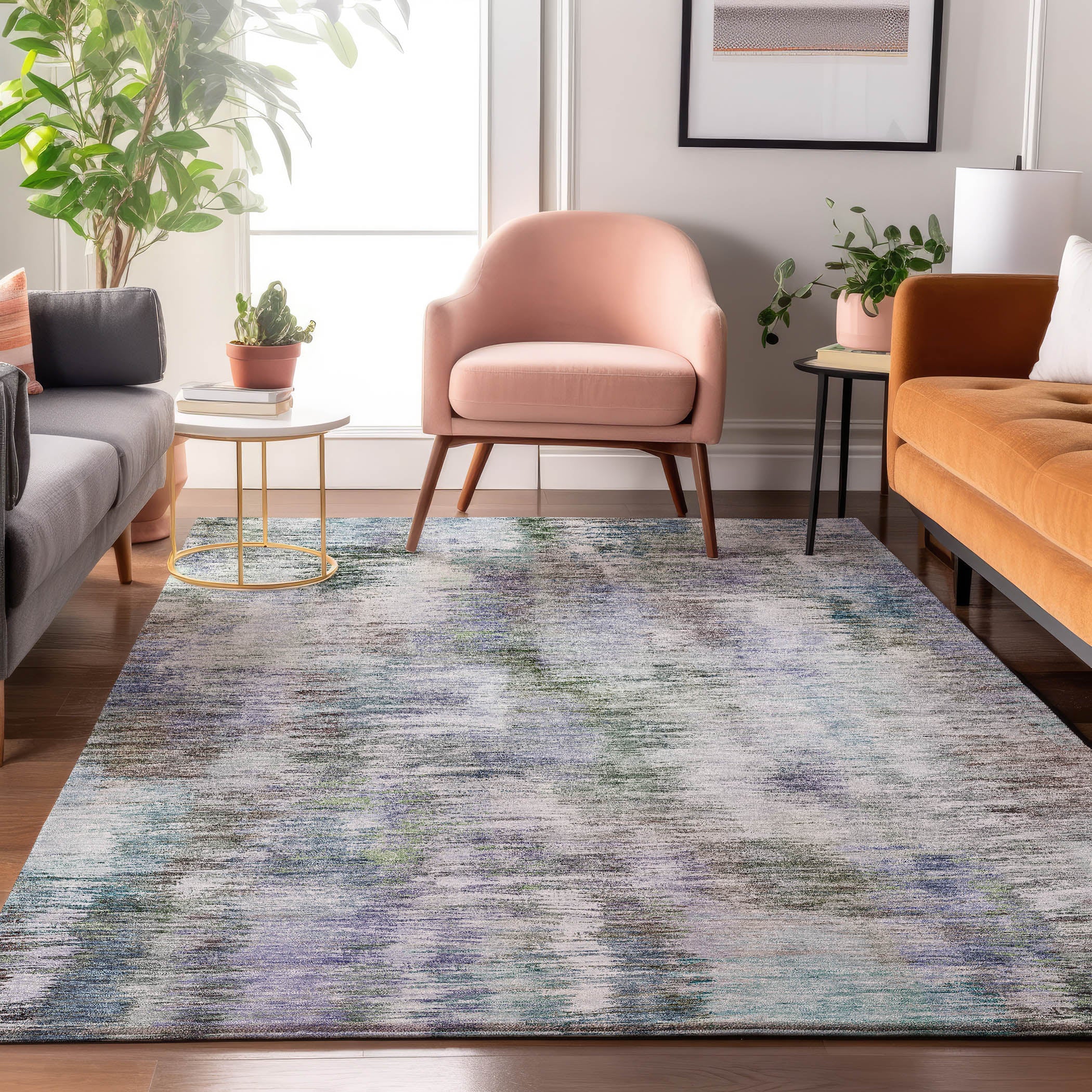 Lucerne Machine Washable Transitional Green Rug 2'6" x 3'10" #shape_Rectangle