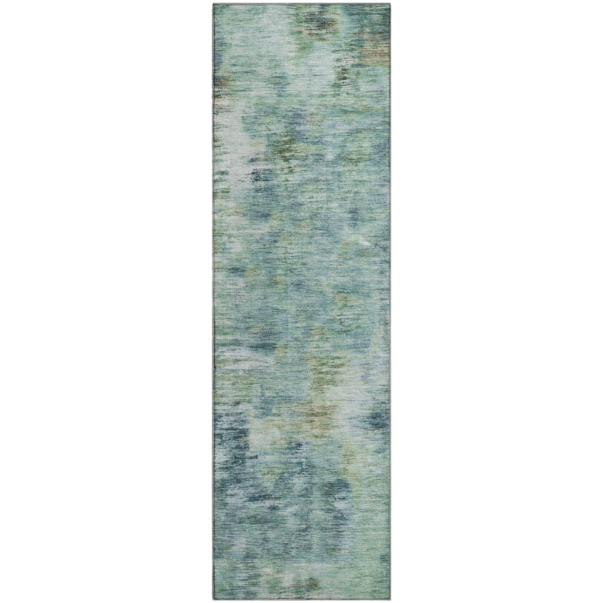 Lucerne Machine Washable Transitional Teal Rug 2'3" x 7'6" #shape_Runner