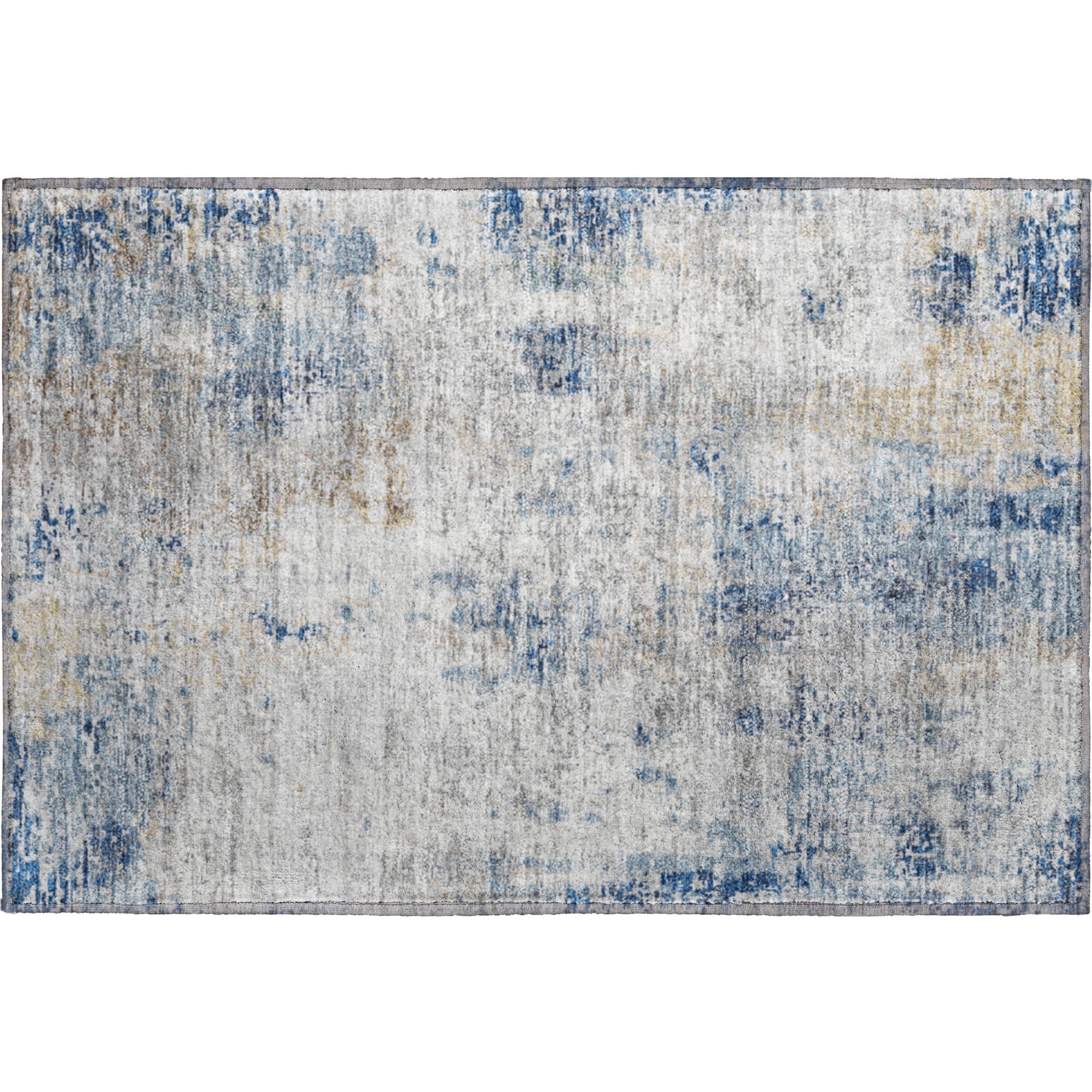 Seville Machine Washable Transitional Blue Rug 1'8" x 2'6" #shape_Rectangle