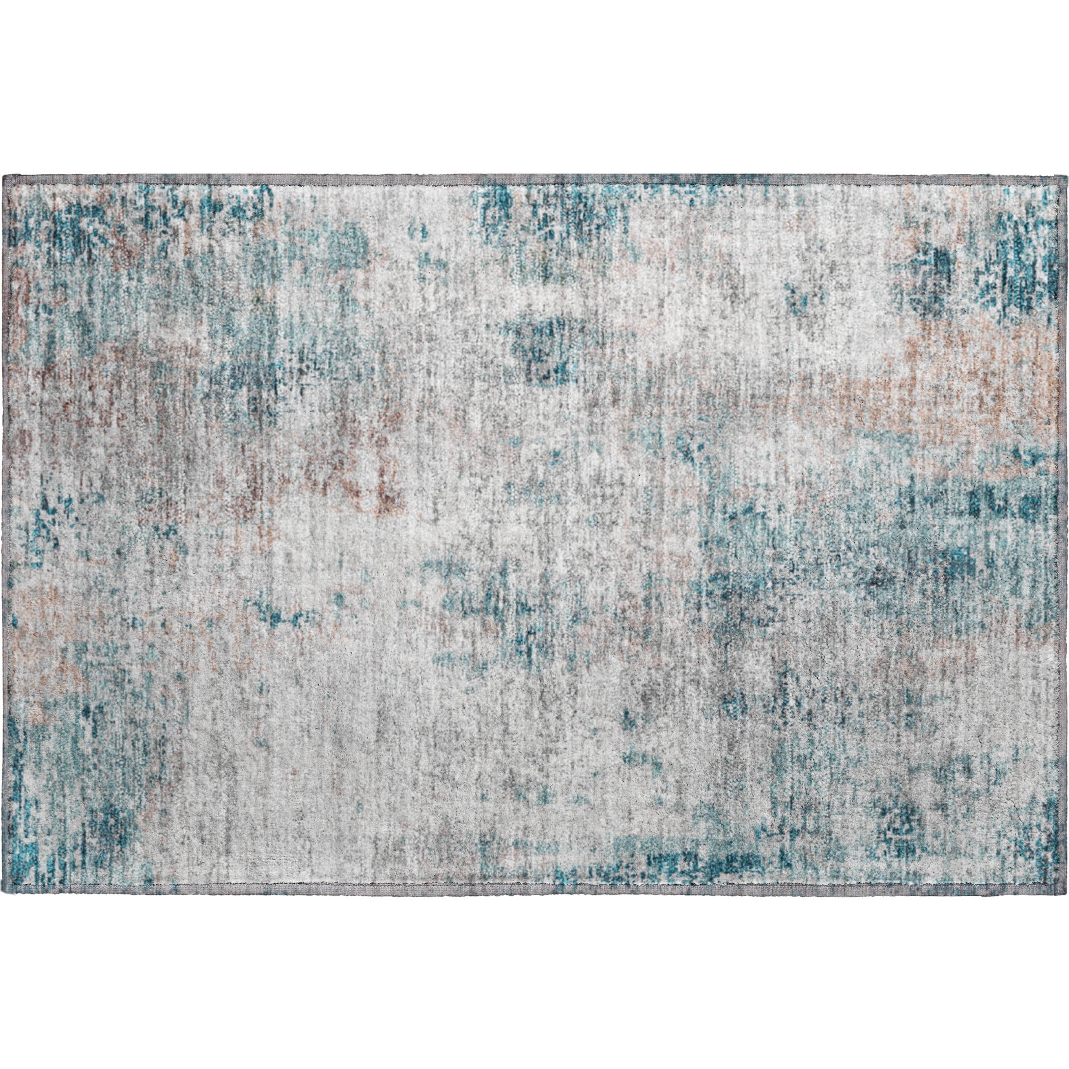Seville Machine Washable Transitional Teal Rug 1'8" x 2'6" #shape_Rectangle