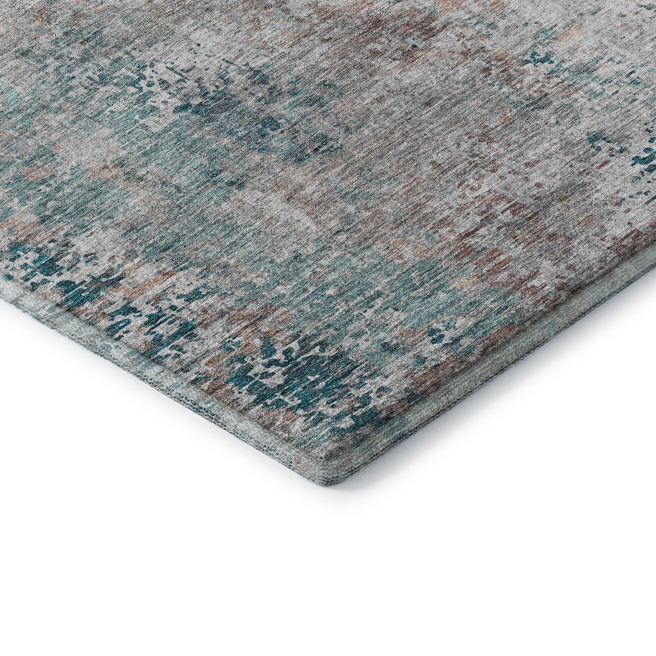 Seville Machine Washable Transitional Teal Rug 1'8" x 2'6" #shape_Rectangle