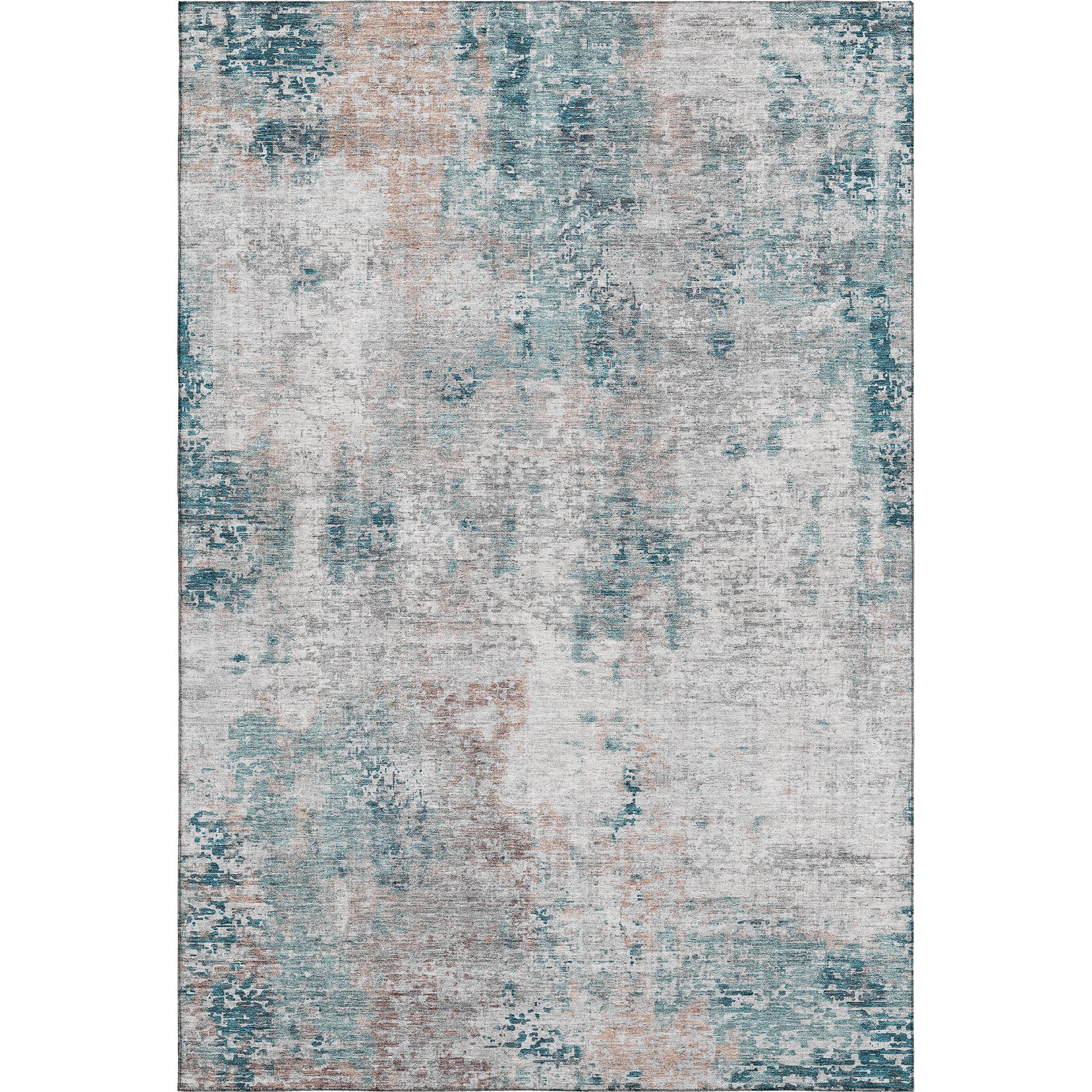 Seville Machine Washable Transitional Teal Rug 2'6" x 3'10" #shape_Rectangle