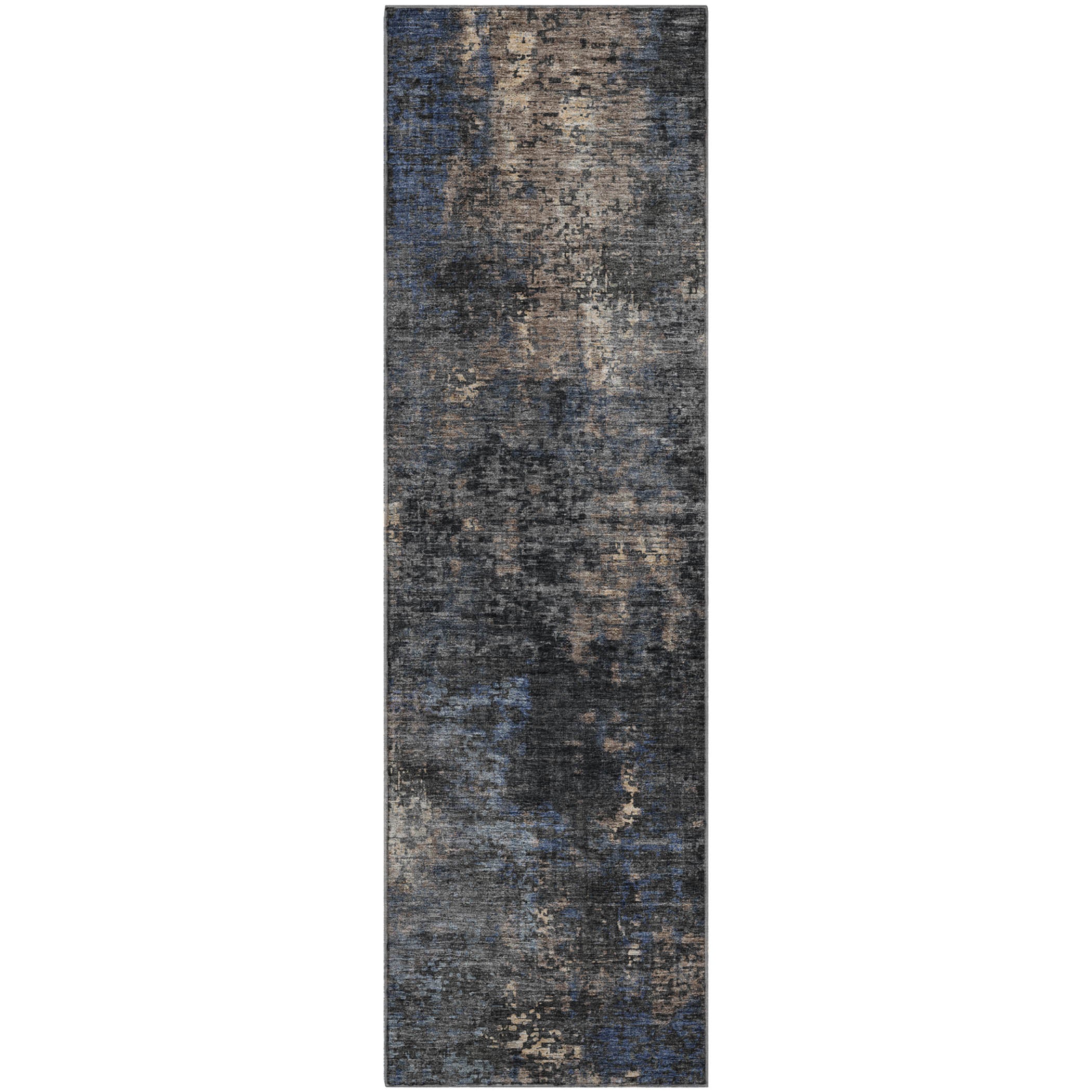Florence Machine Washable Transitional Charcoal Gray Rug 2'3" x 7'6" #shape_Runner