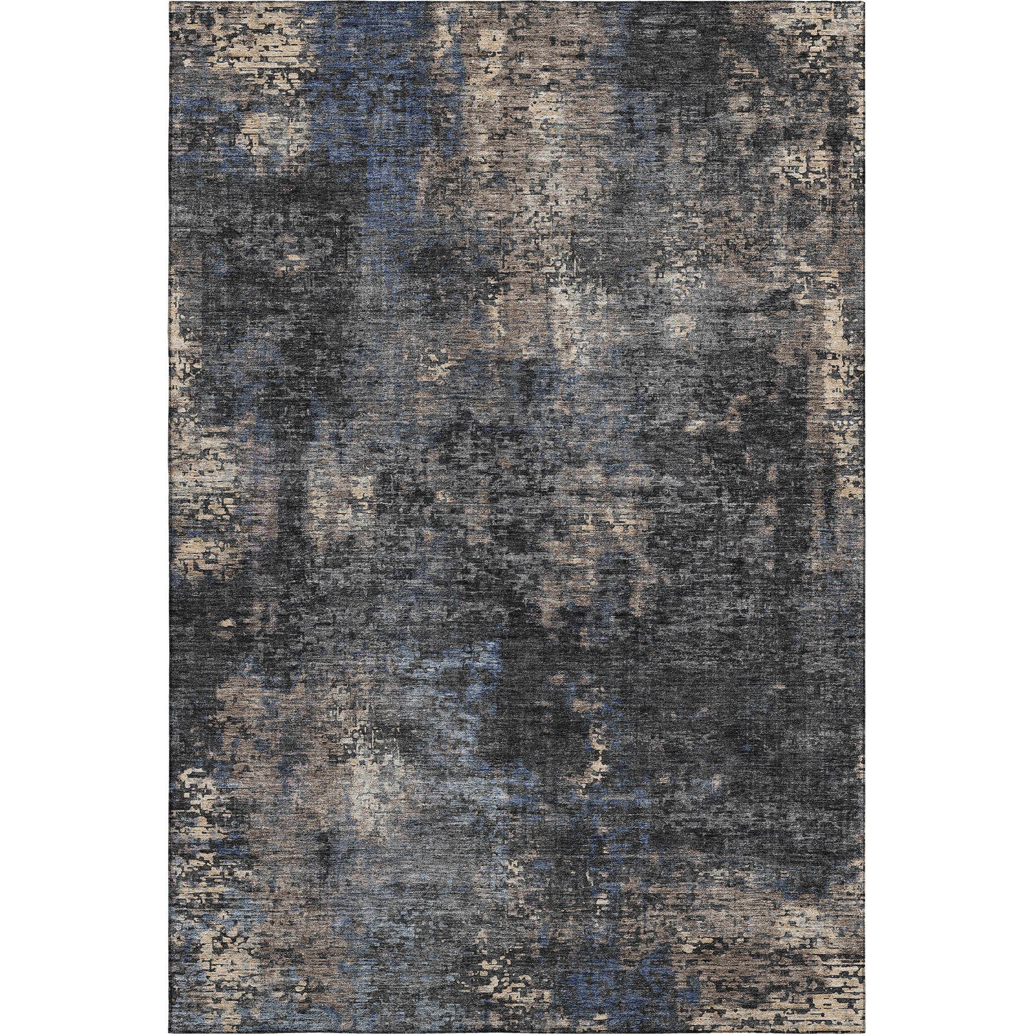 Florence Machine Washable Transitional Charcoal Gray Rug 2'6" x 3'10" #shape_Rectangle