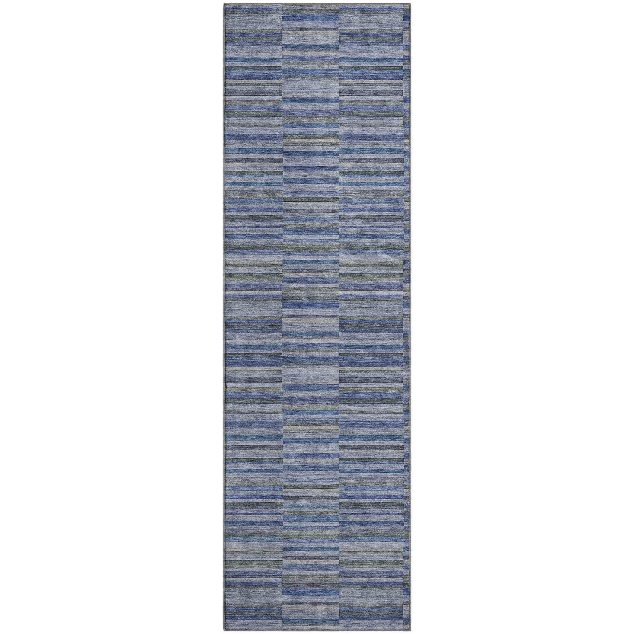 Rome Machine Washable Transitional Navy Blue Rug 2'3" x 7'6" #shape_Runner