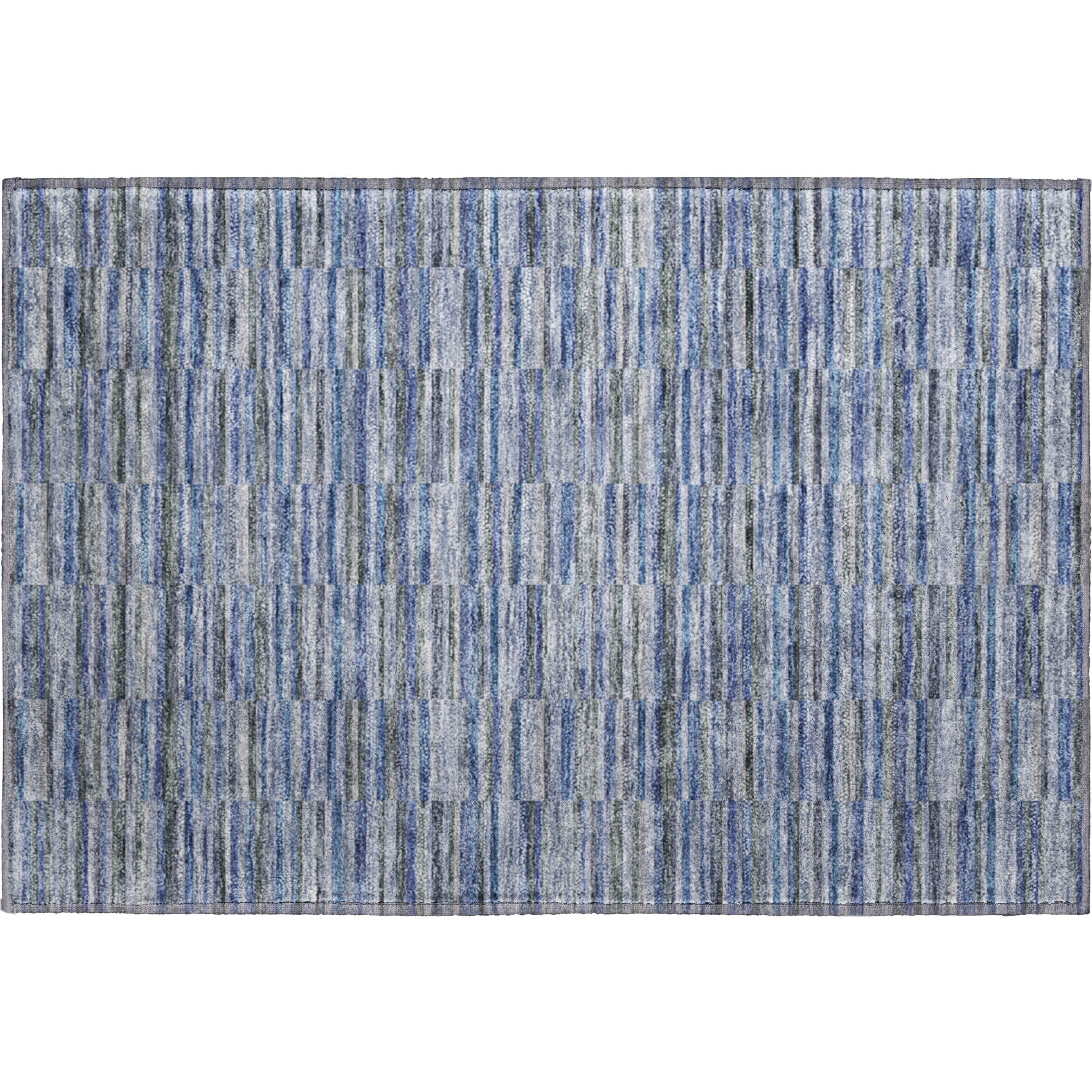 Rome Machine Washable Transitional Navy Blue Rug 1'8" x 2'6" #shape_Rectangle