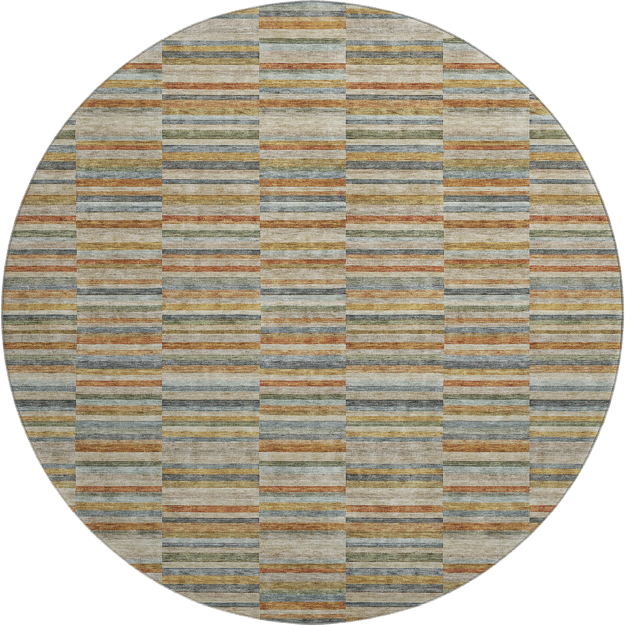 Rome Machine Washable Transitional Paprika Orange Rug 8' x 8' #shape_Round