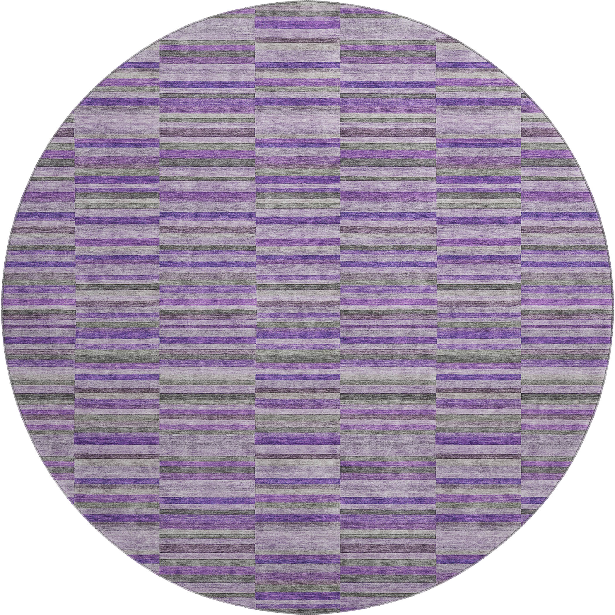 Rome Machine Washable Transitional Purple Rug 8' x 8' #shape_Round