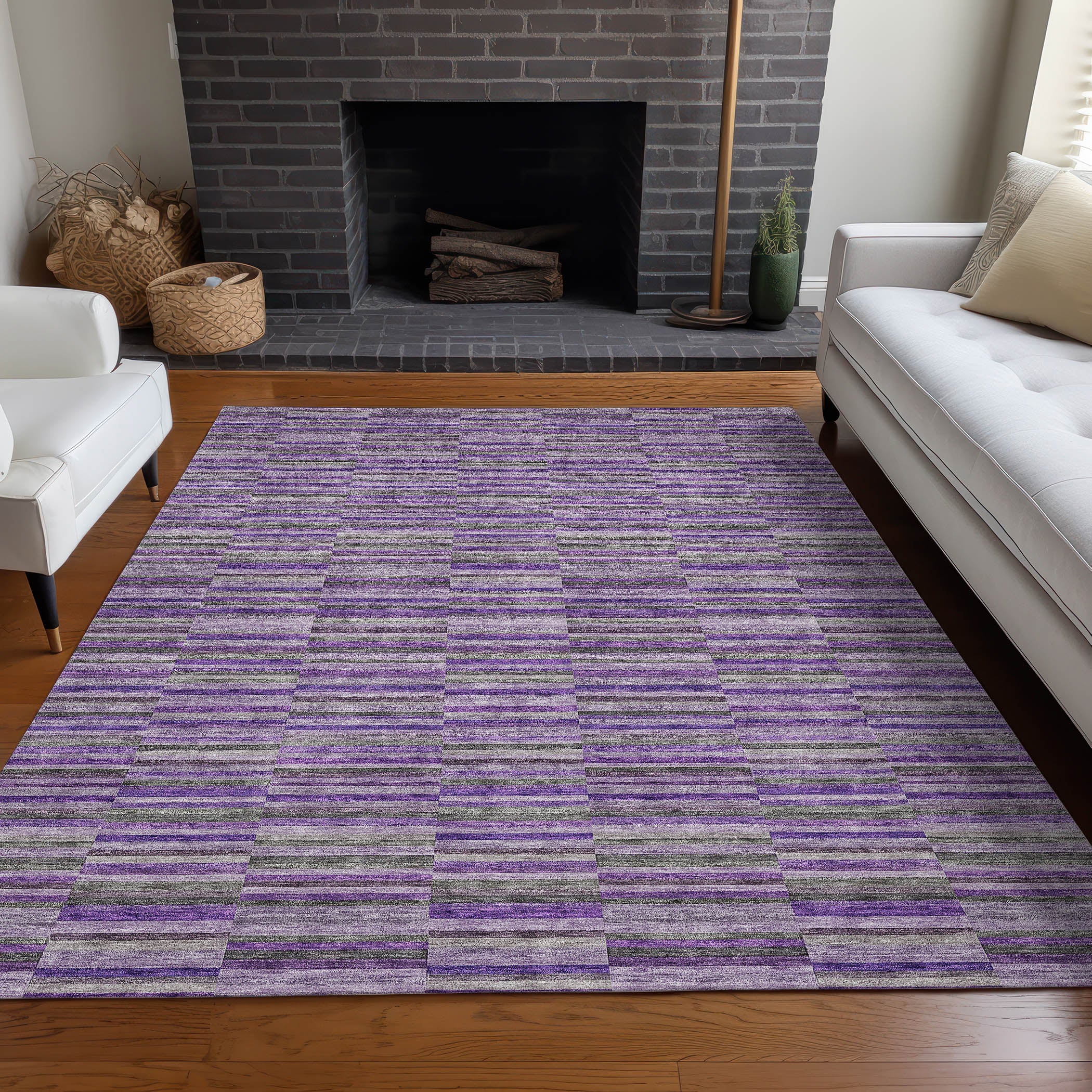 Rome Machine Washable Transitional Purple Rug 2'6" x 3'10" #shape_Rectangle