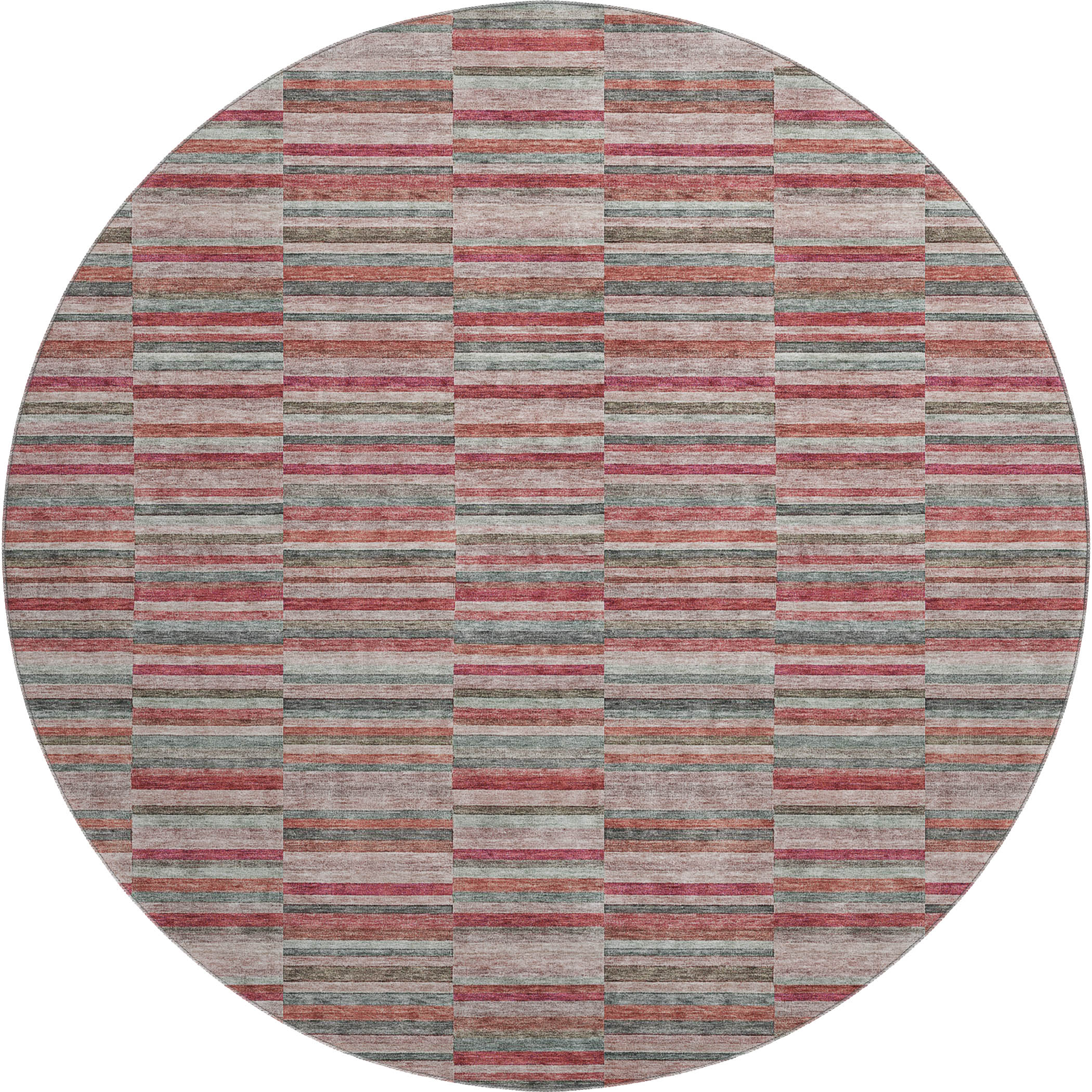 Rome Machine Washable Transitional Red Rug 8' x 8' #shape_Round