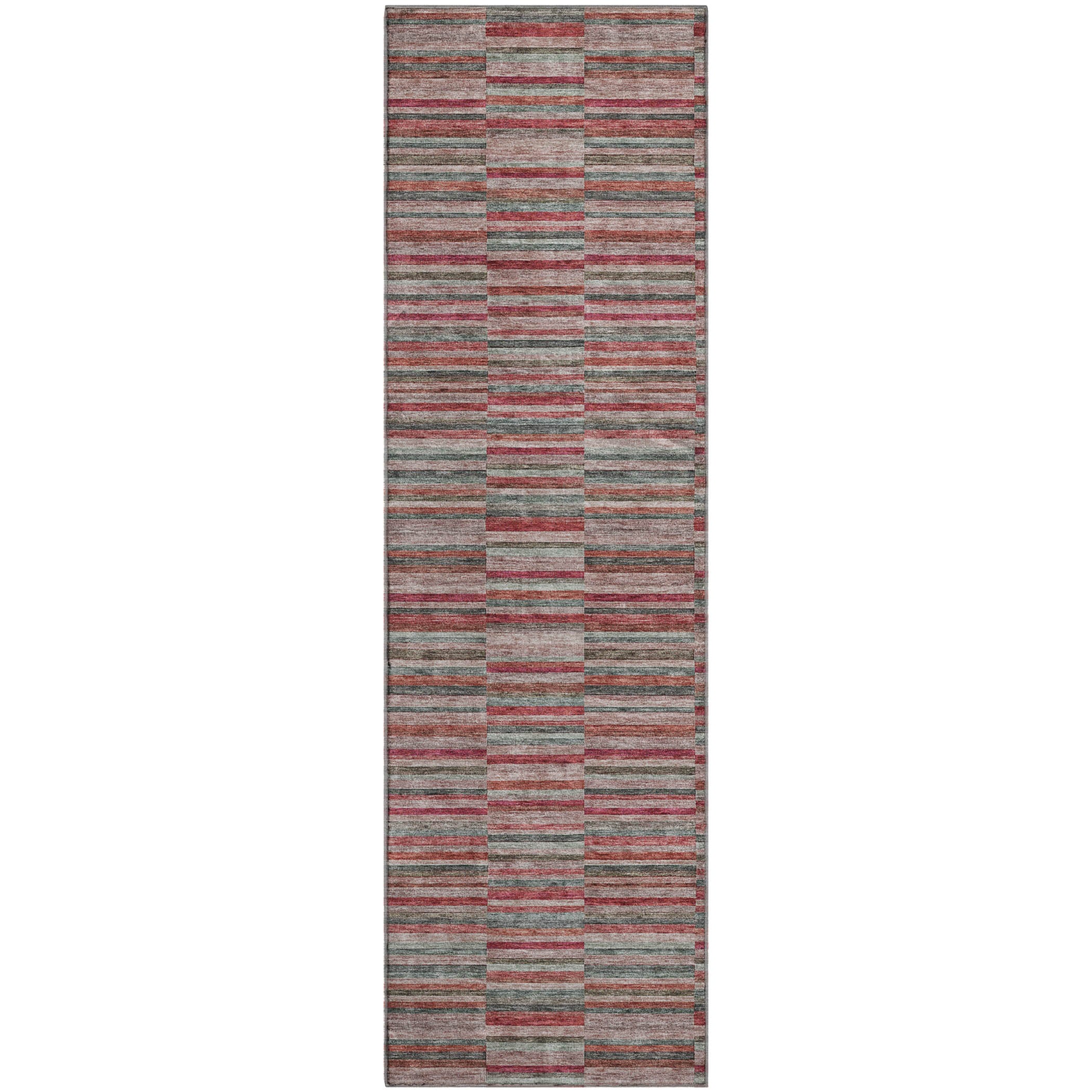 Rome Machine Washable Transitional Red Rug 2'3" x 7'6" #shape_Runner