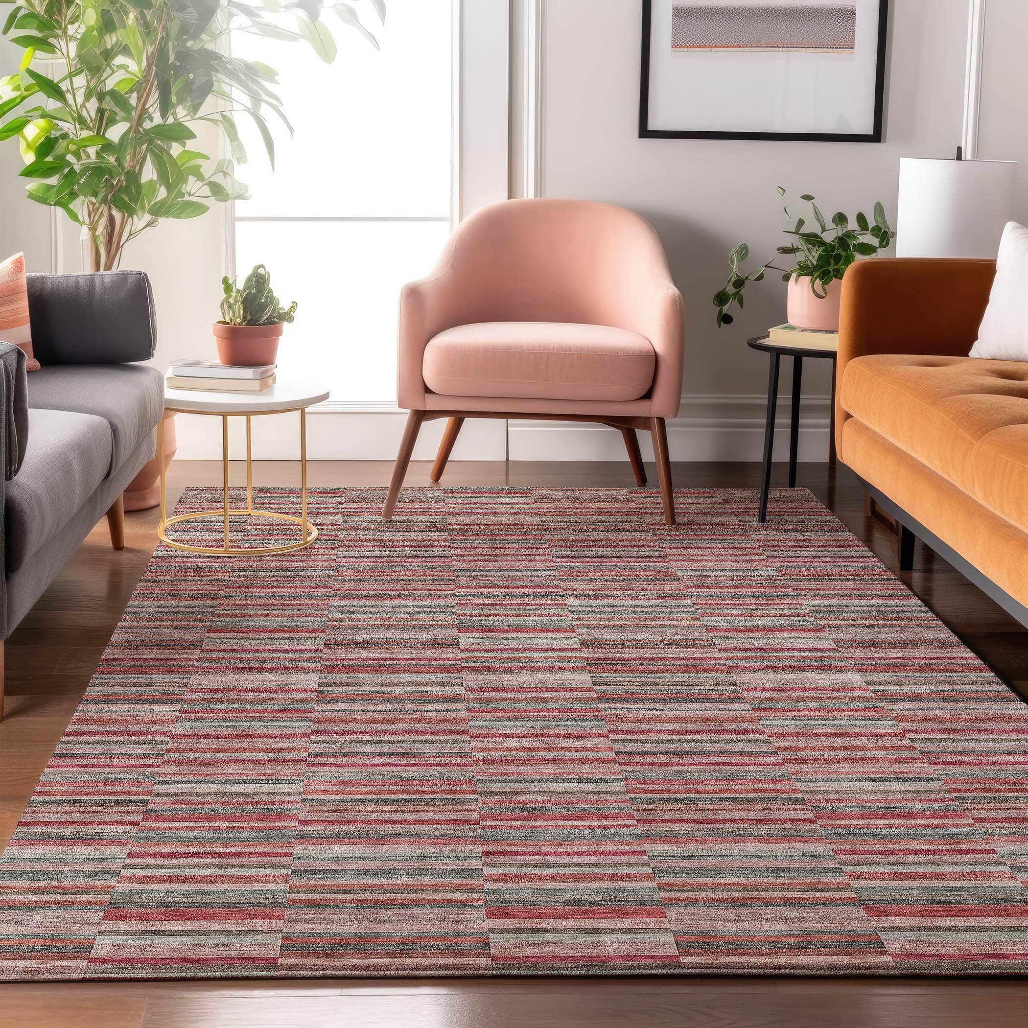 Rome Machine Washable Transitional Red Rug 2'6" x 3'10" #shape_Rectangle