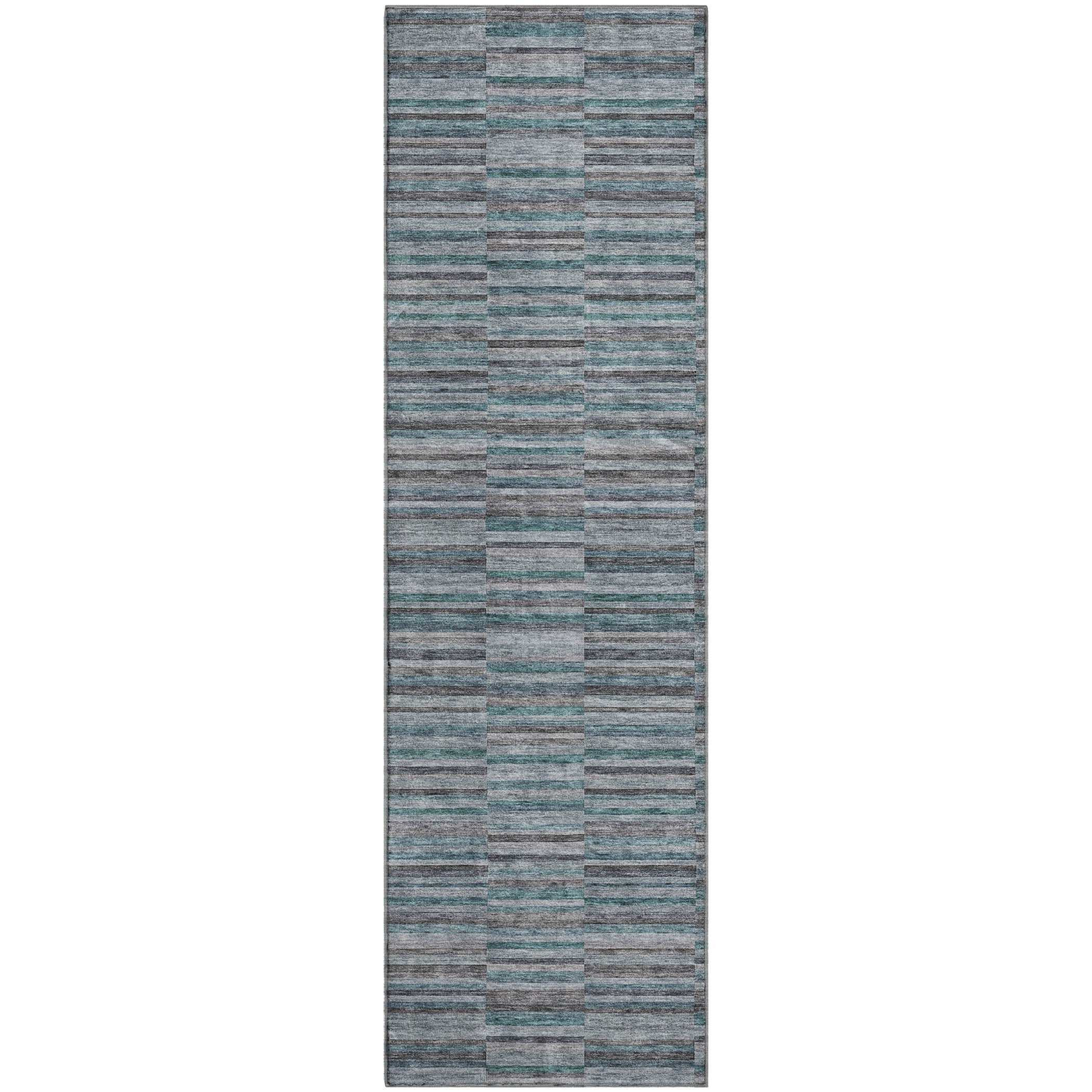 Rome Machine Washable Transitional Teal Rug 2'3" x 7'6" #shape_Runner
