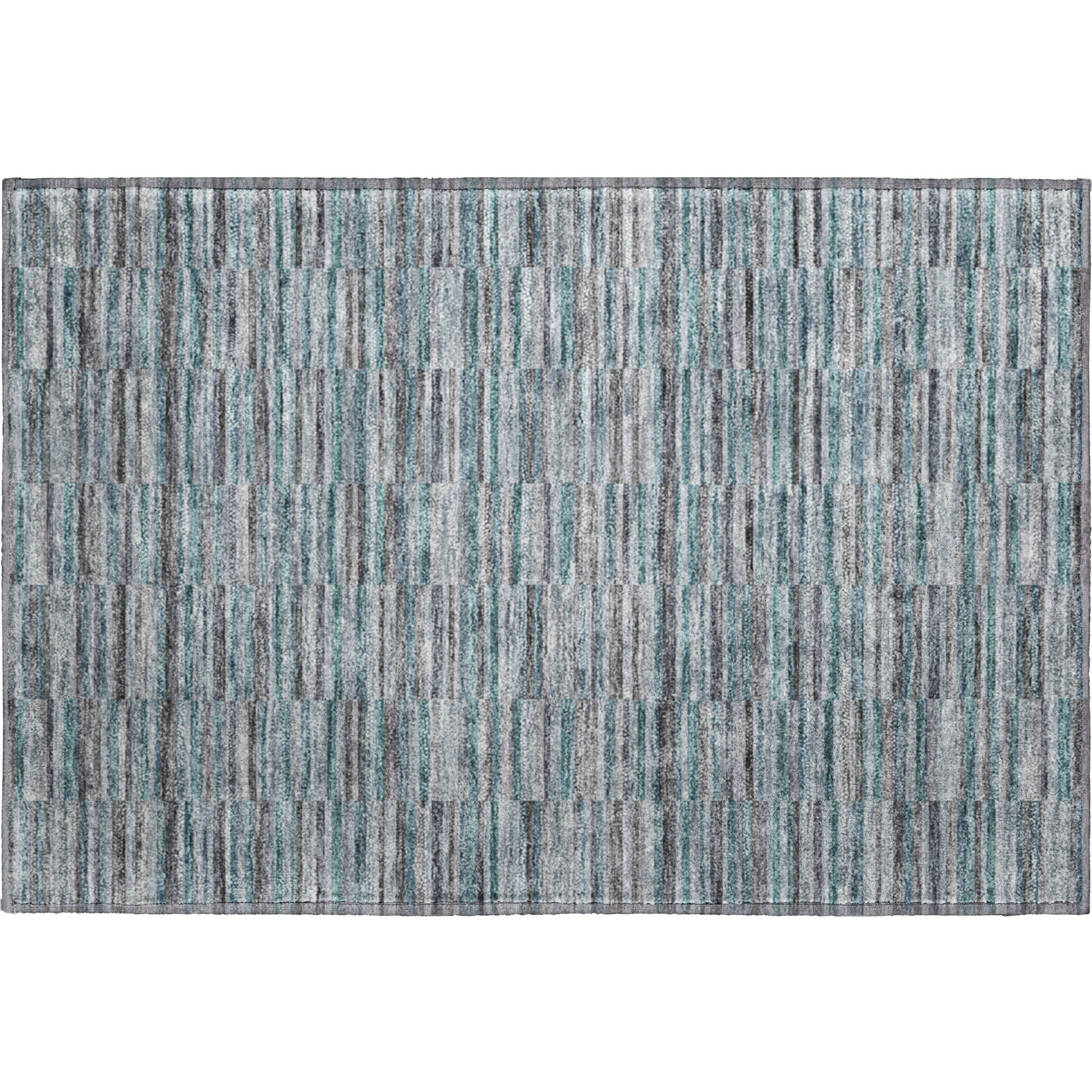 Rome Machine Washable Transitional Teal Rug 1'8" x 2'6" #shape_Rectangle