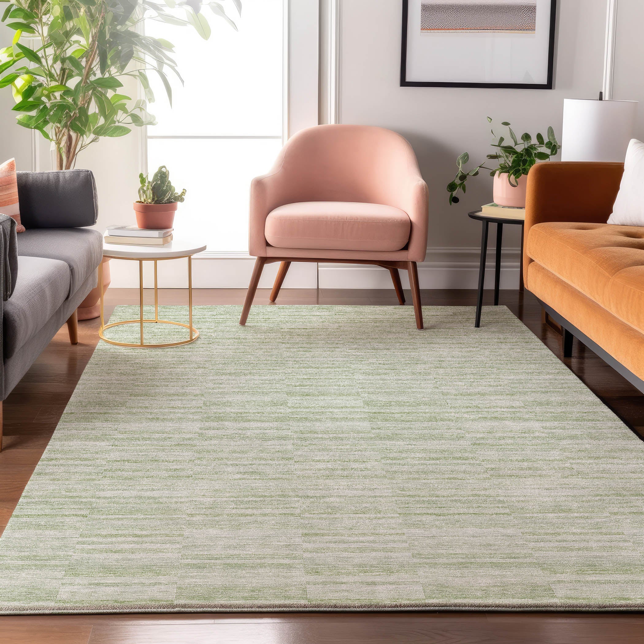Colombo Machine Washable Transitional Sage Green Rug 2'6" x 3'10" #shape_Rectangle