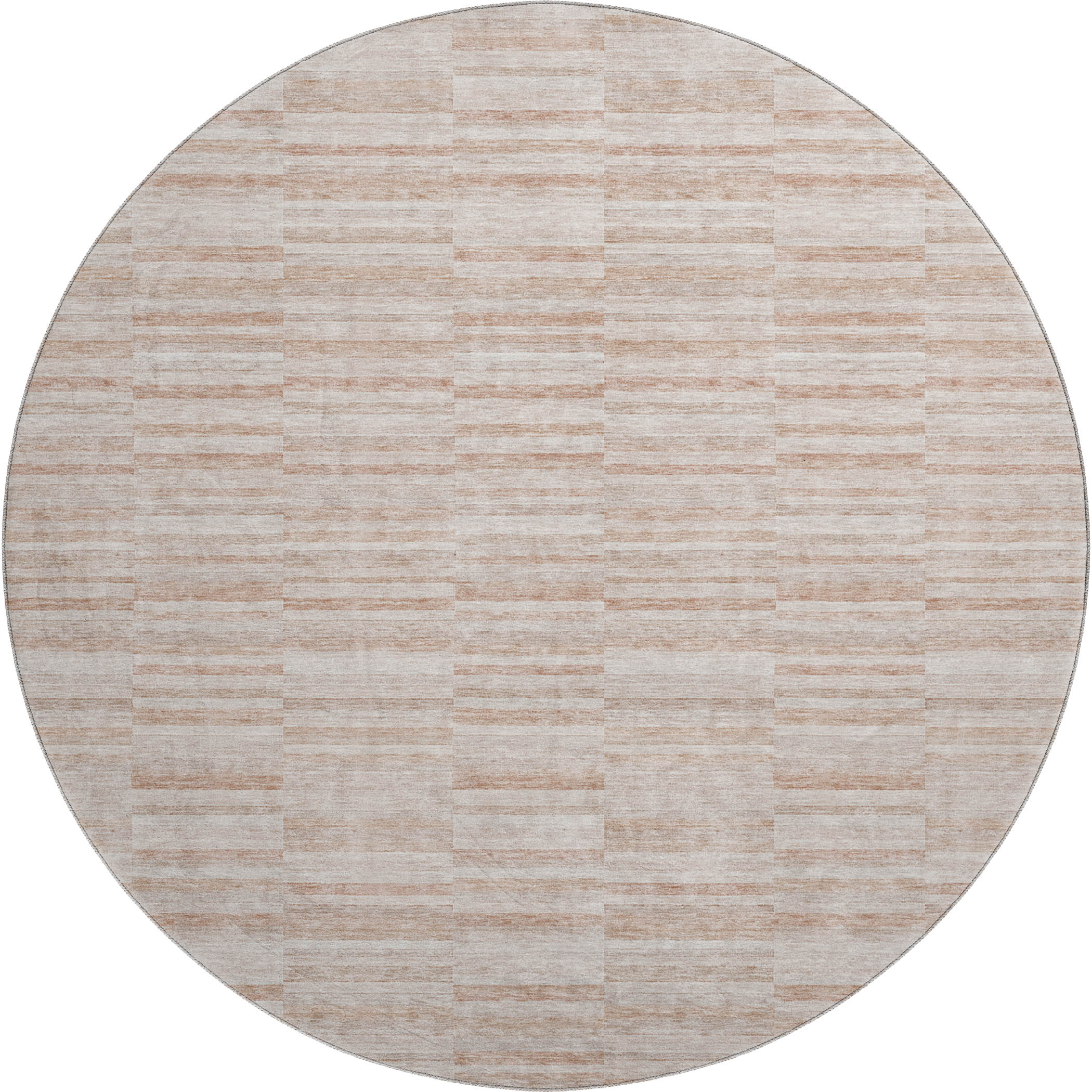 Colombo Machine Washable Transitional Salmon Orange Rug 8' x 8' #shape_Round