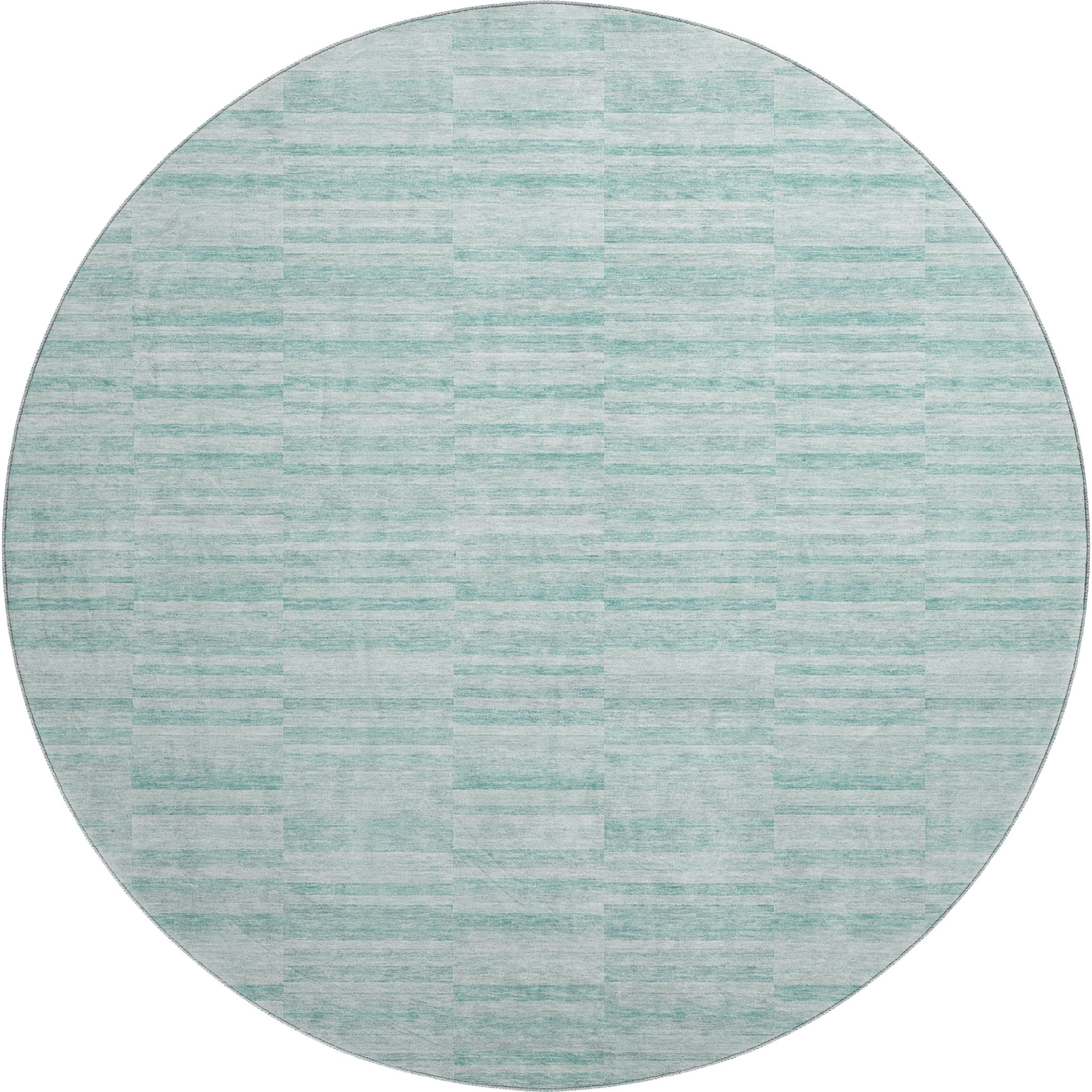 Colombo Machine Washable Transitional Turquoise Teal Rug 8' x 8' #shape_Round