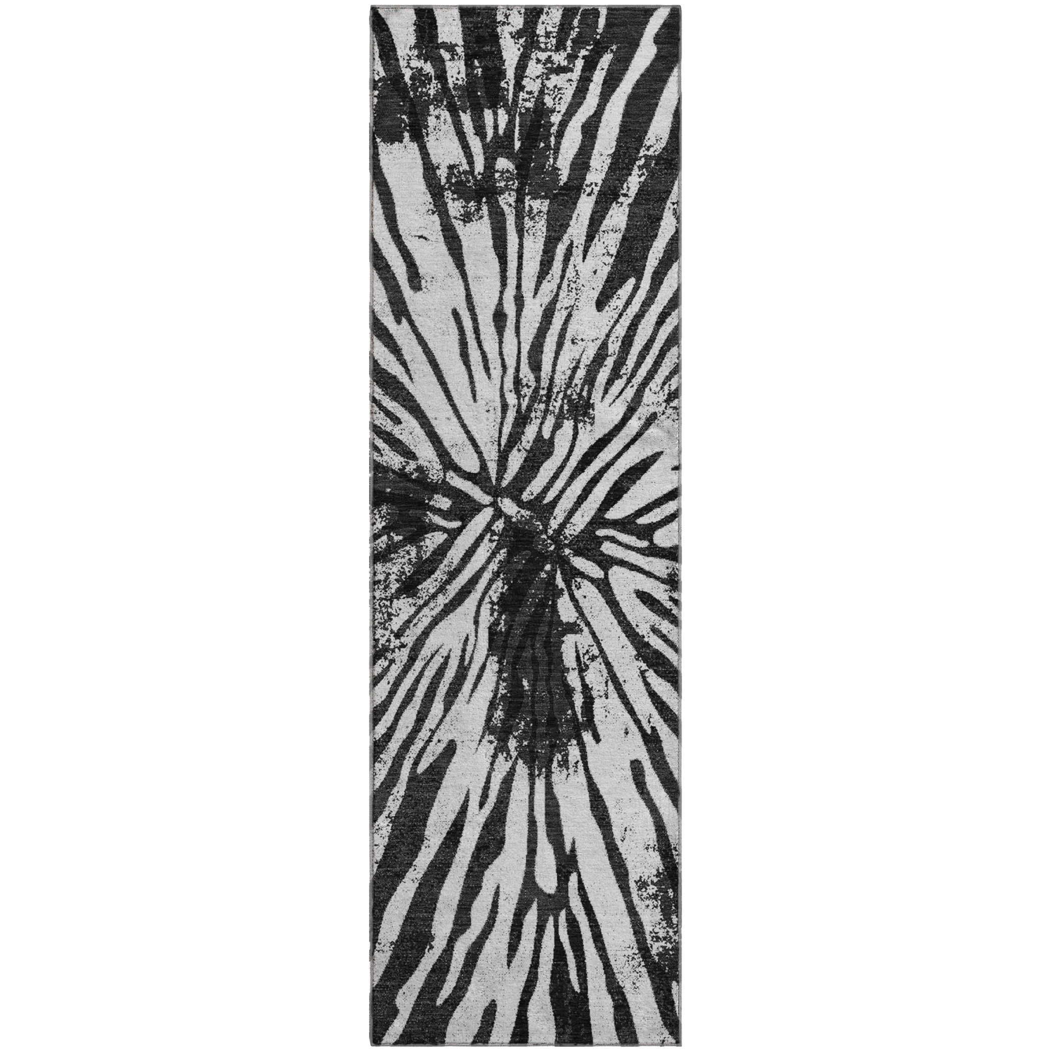 Prague Machine Washable Transitional Black Rug 2'3" x 7'6" #shape_Runner