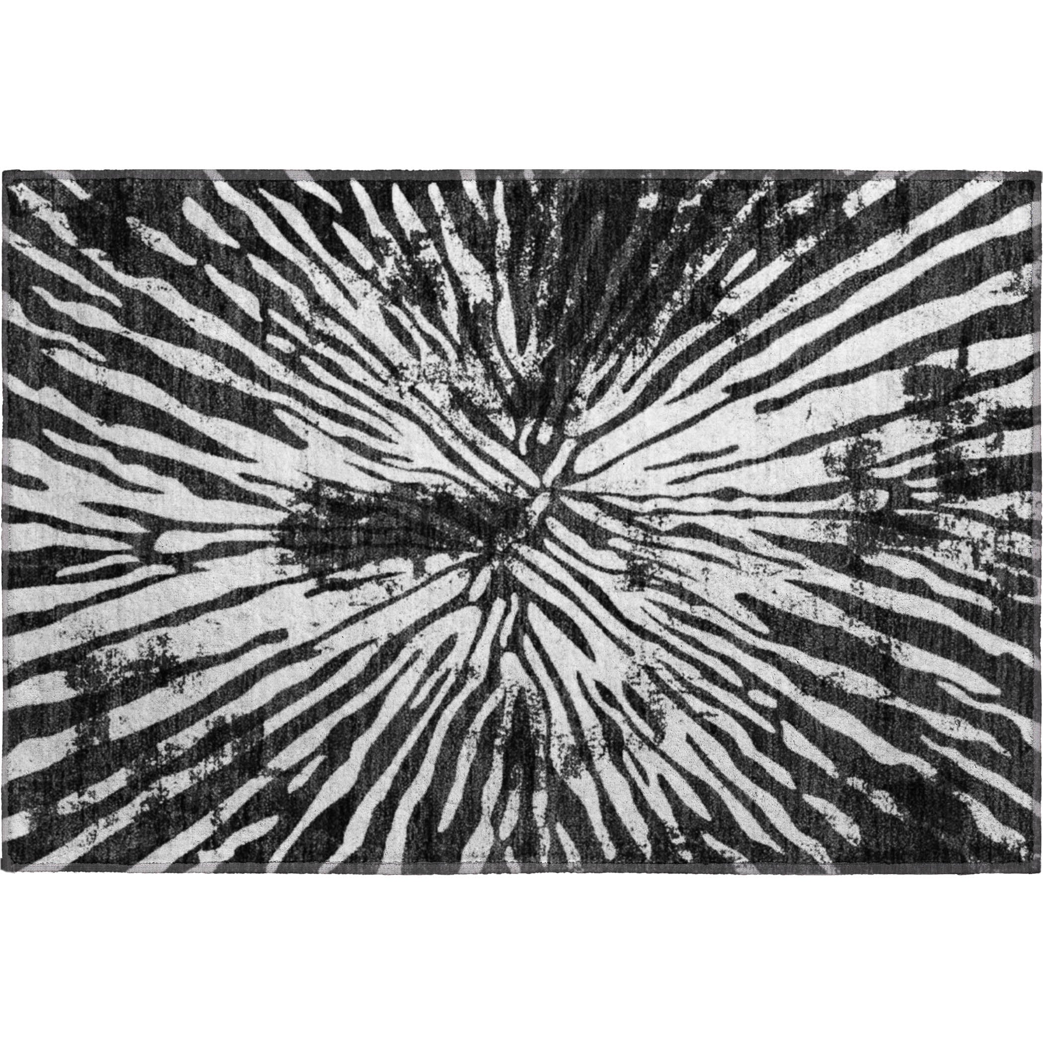 Prague Machine Washable Transitional Black Rug 1'8" x 2'6" #shape_Rectangle