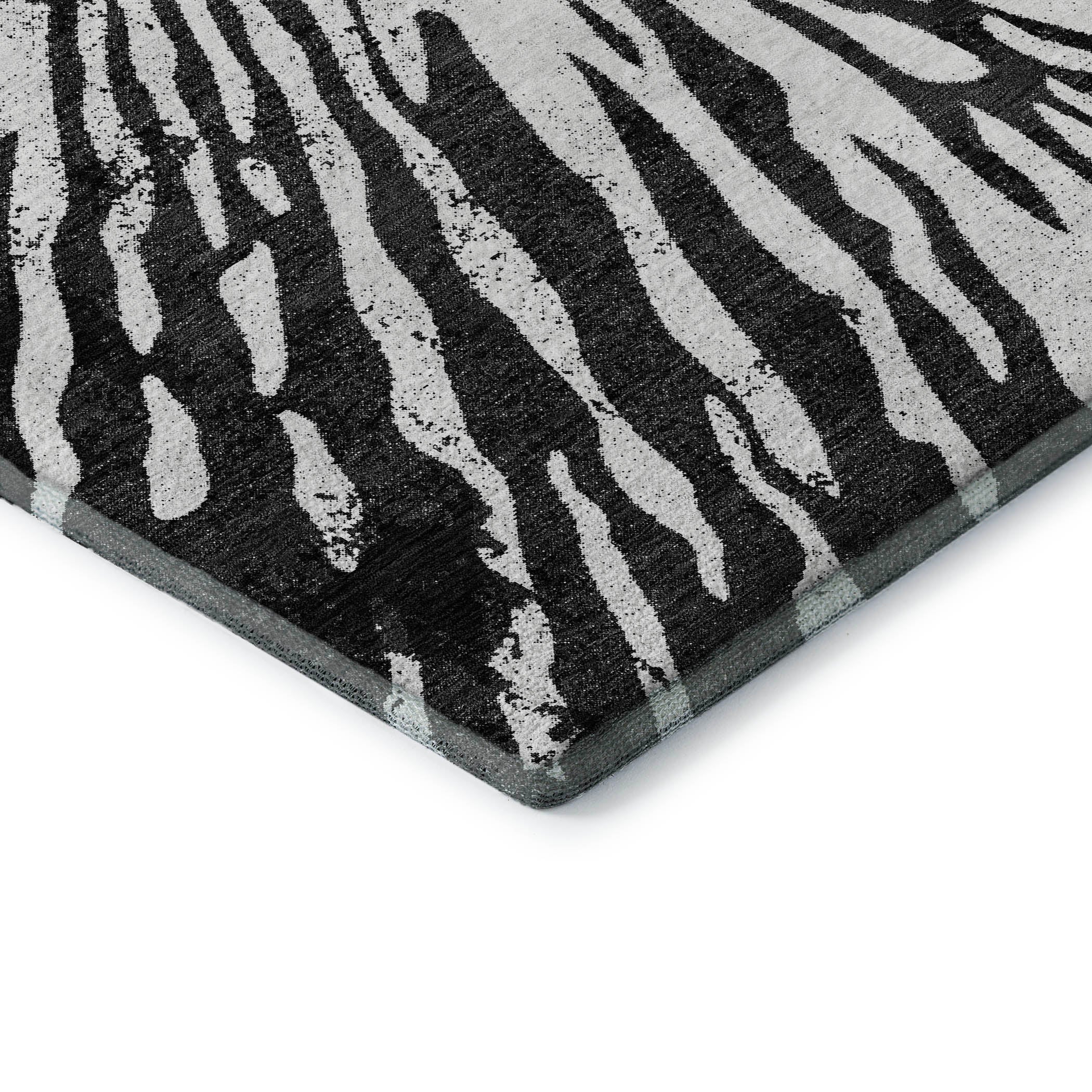 Prague Machine Washable Transitional Black Rug 1'8" x 2'6" #shape_Rectangle