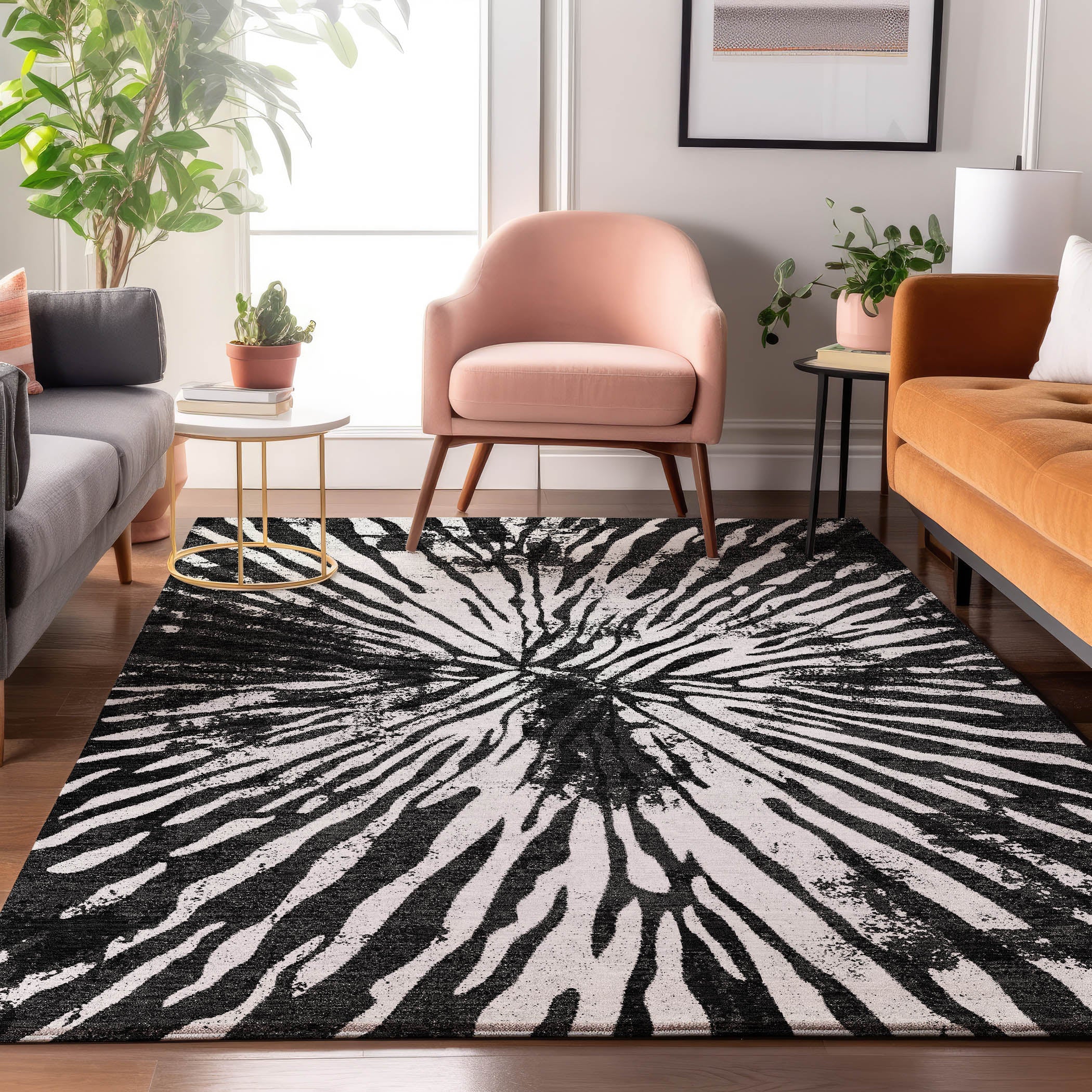 Prague Machine Washable Transitional Black Rug 2'6" x 3'10" #shape_Rectangle