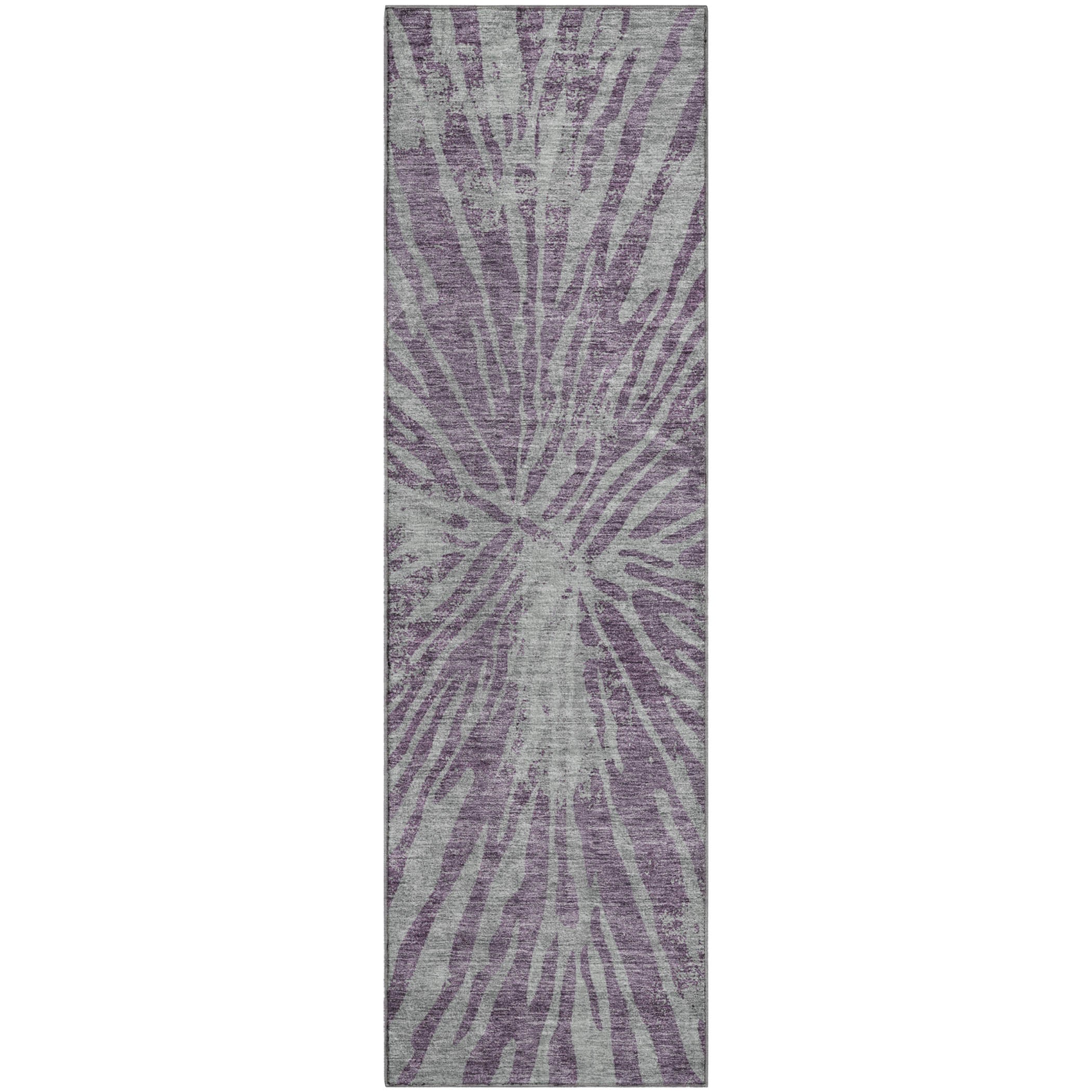 Prague Machine Washable Transitional Purple Rug 2'3" x 7'6" #shape_Runner