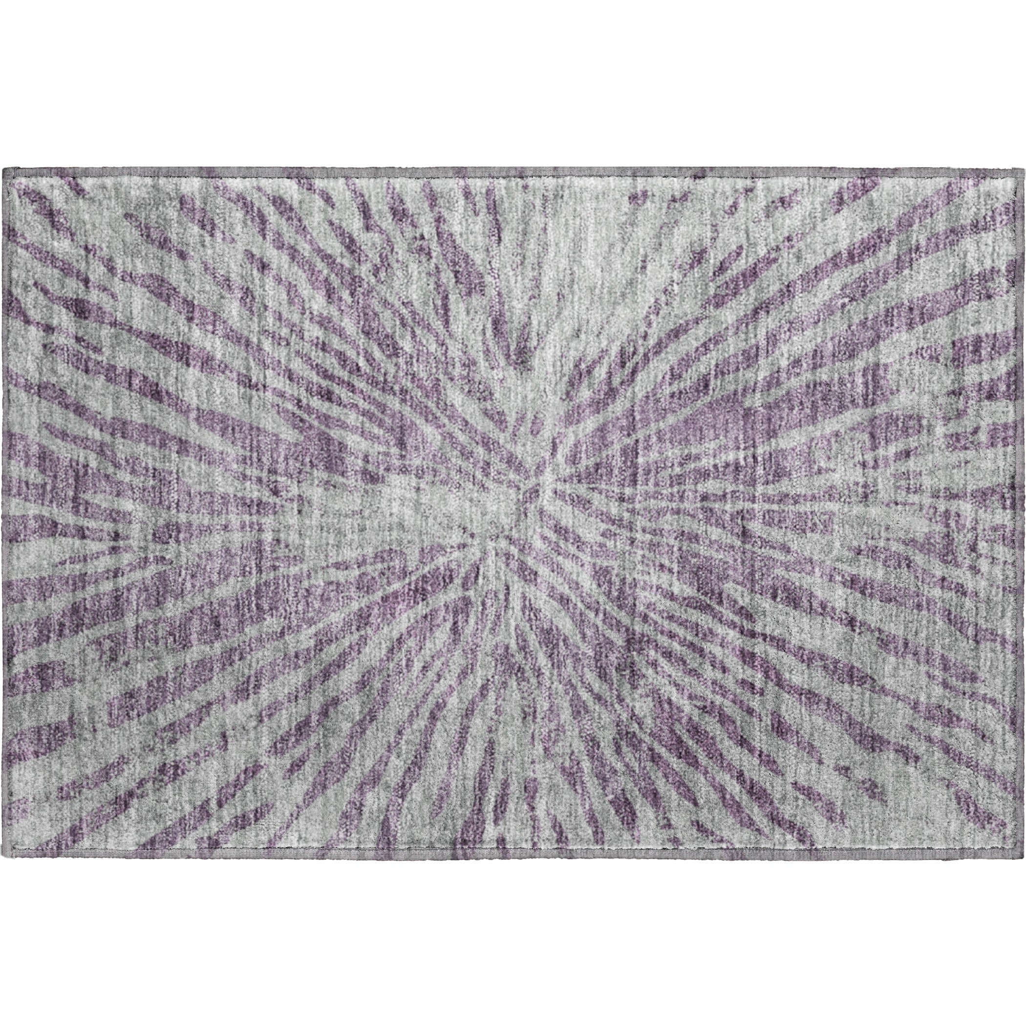 Prague Machine Washable Transitional Purple Rug 1'8" x 2'6" #shape_Rectangle
